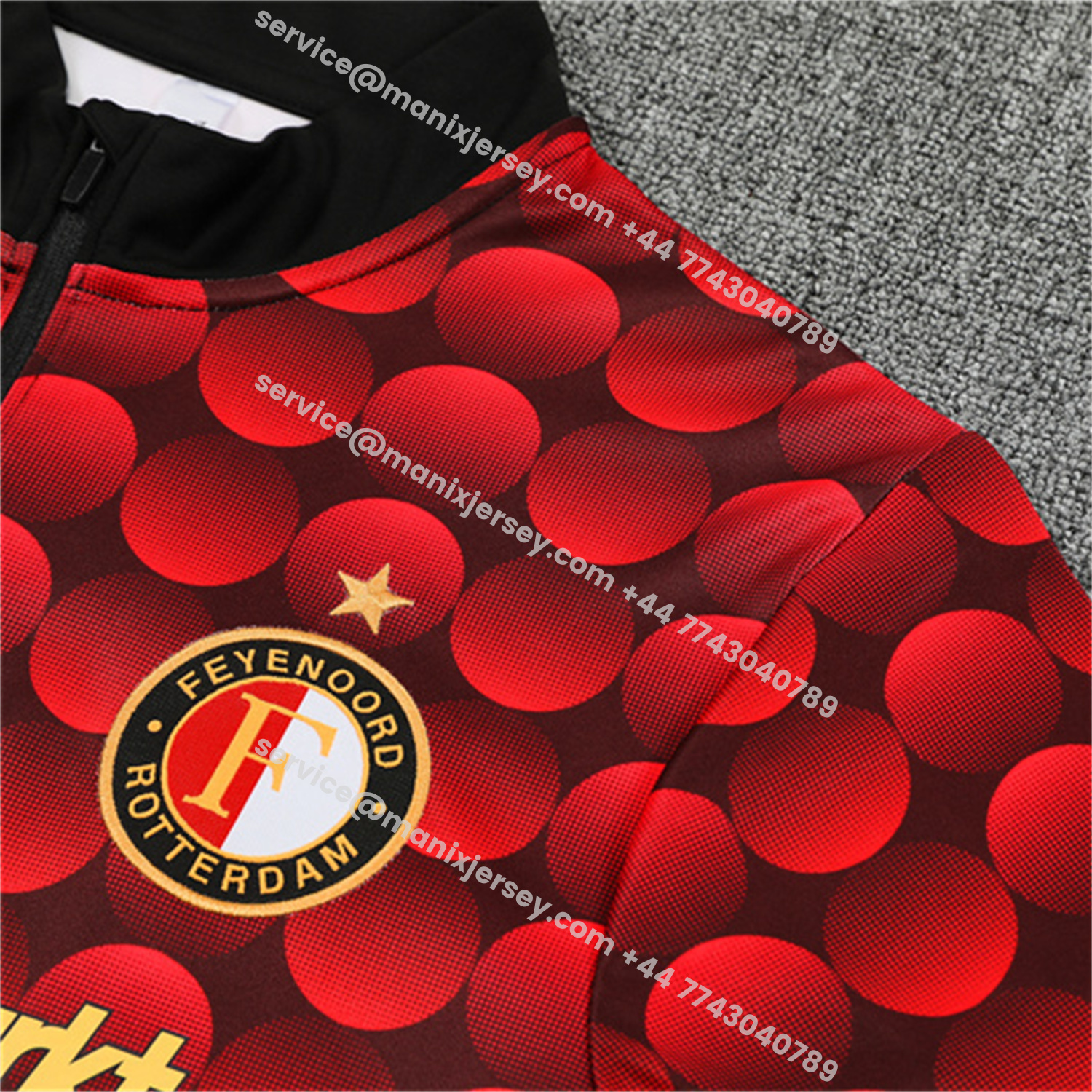 ManixJersey.com | Feyenoord 25-26 Long Sleeve Training Set - Red Top & Black Pants -Customize Name, Number and Patch | Worldwide Shipping