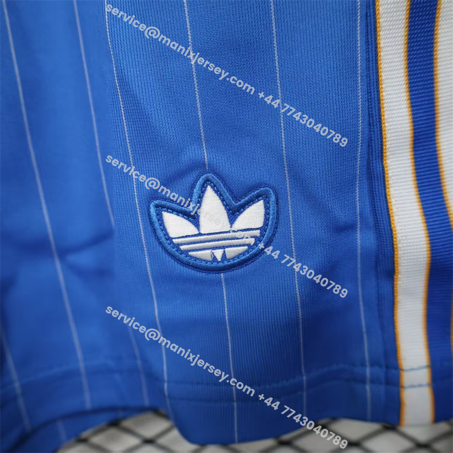 ManixJersey.com | Real Madrid 25-26 Trefoil Blue Travel Shorts - Player Version -Customize Name, Number and Patch | Worldwide Shipping