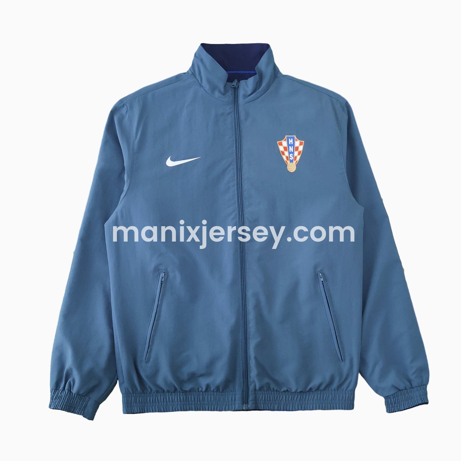 ManixJersey.com | Croatia 24-25 Away Style Double Sided Reversible Windbreaker - Blue -Customize Name, Number and Patch | Worldwide Shipping