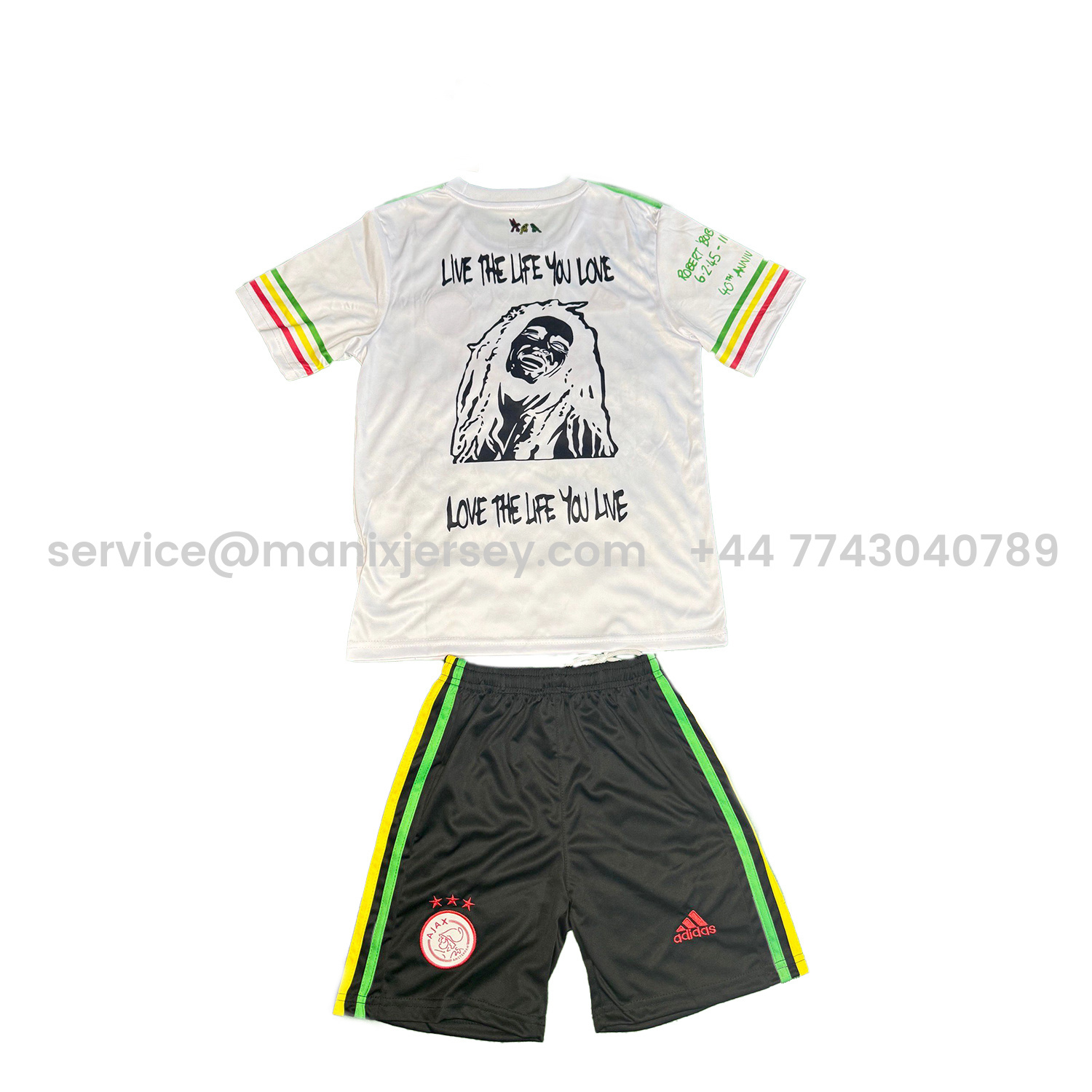 ManixJersey.com | Ajax x B-O-B Marly 25-26 White Special Kids Kit -Customize Name, Number and Patch | Worldwide Shipping