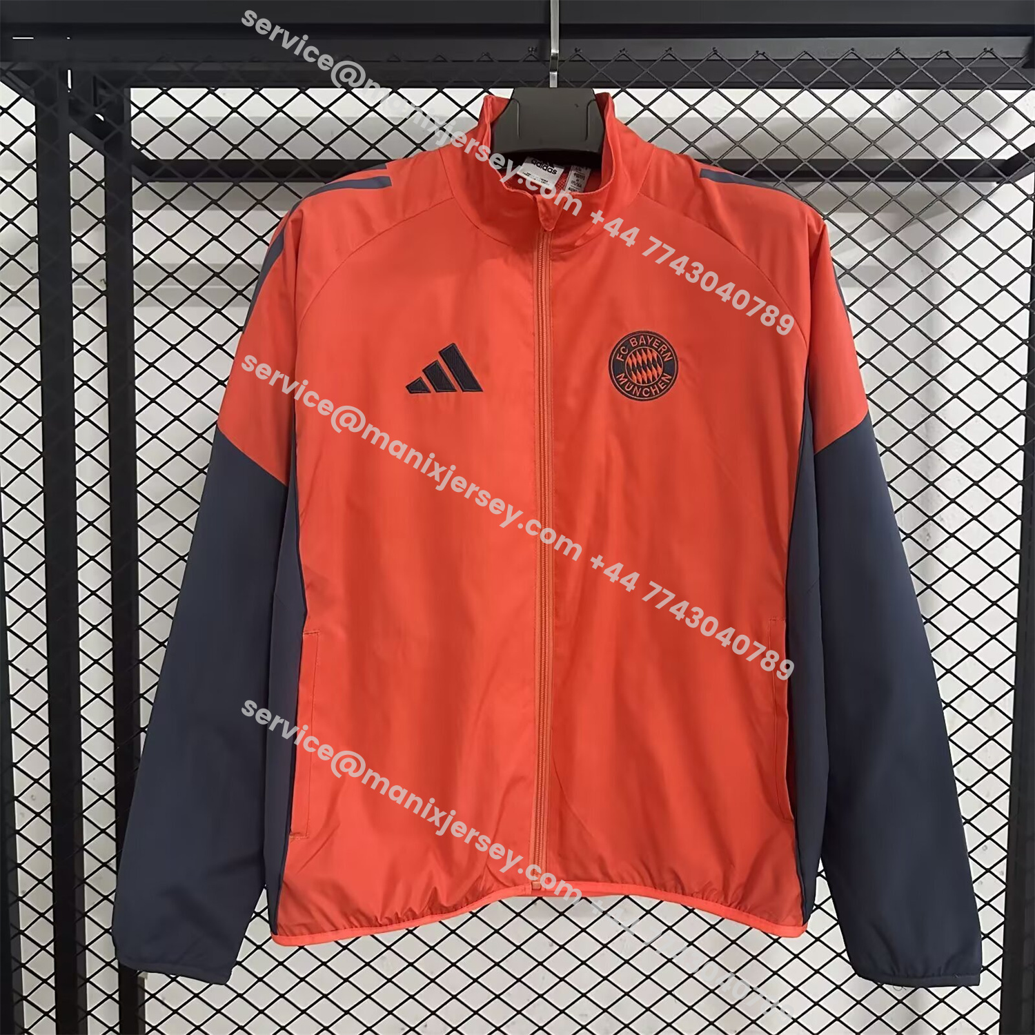 ManixJersey.com | Bayern Munich 25-26 Training Windbreaker Jacket - Orange -Customize Name, Number and Patch | Worldwide Shipping