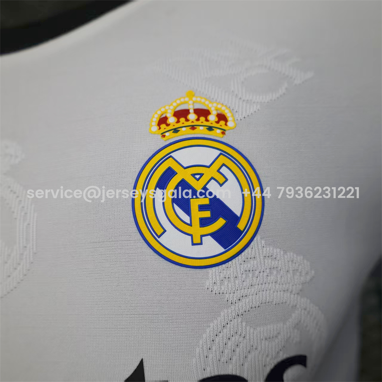 JerseysGala.com | Real Madrid 25-26 White Team Logo Jacquard Special Jersey - Player Version -Customize Name, Number and Patch | Worldwide Shipping