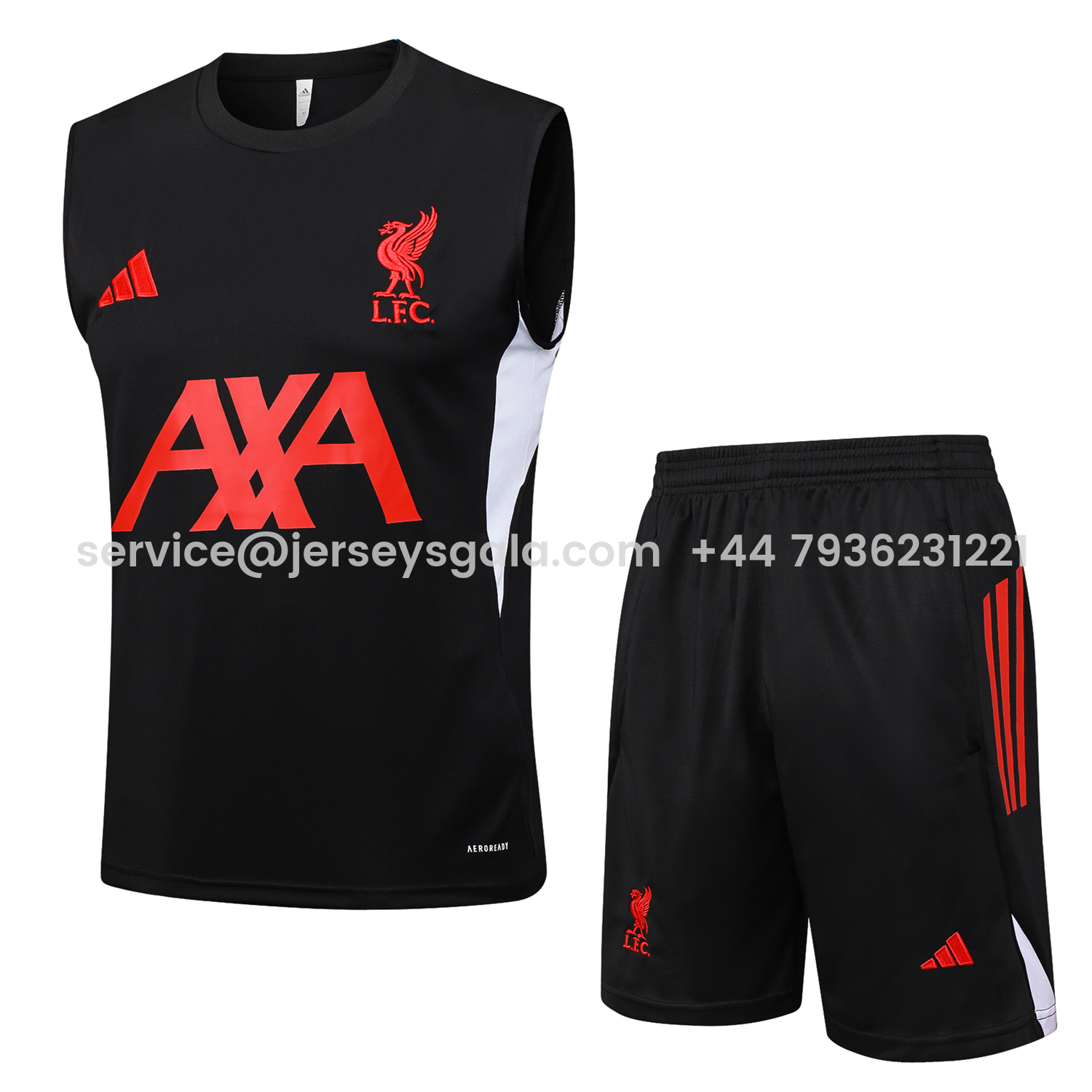 JerseysGala.com | Liver.pool 25-26 Vest Training Set - Black Vest & Black Shorts -Customize Name, Number and Patch | Worldwide Shipping