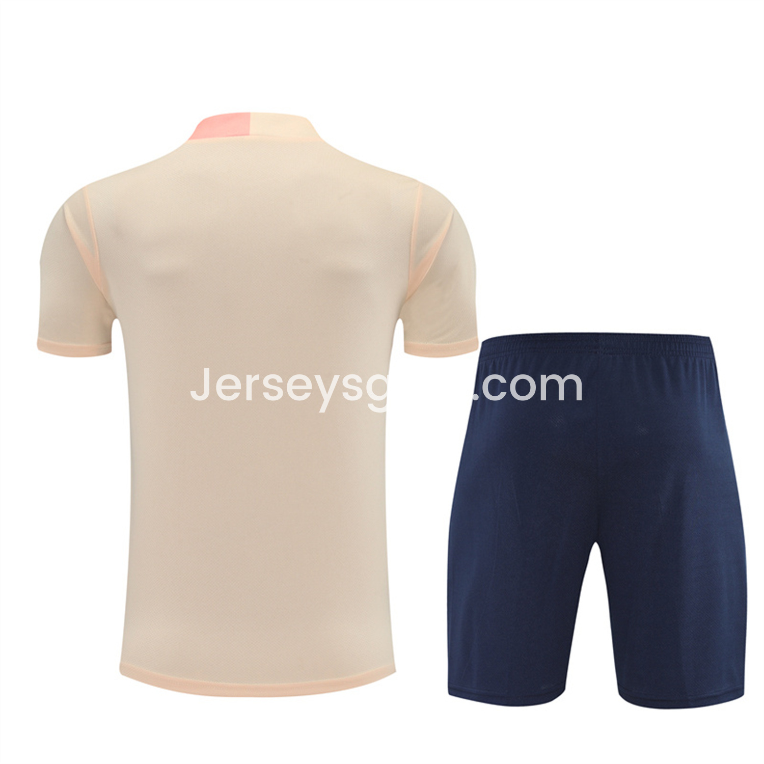 JerseysGala.com | Barcelona 25-26 Short-Sleeve Training Set - Beige Top & Blue Shorts -Customize Name, Number and Patch | Worldwide Shipping