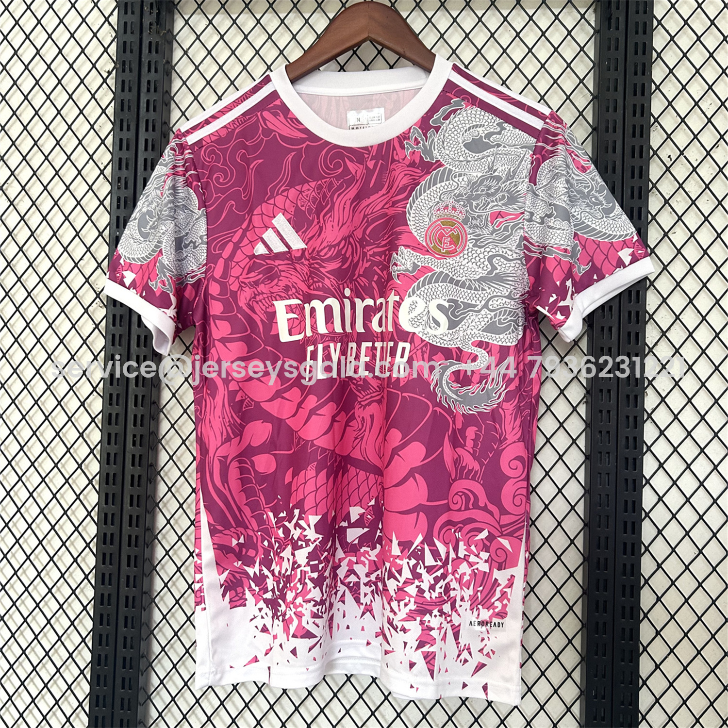 JerseysGala.com | Real Madrid 25-26 White Dragon Pink Special Jersey - Fans Version -Customize Name, Number and Patch | Worldwide Shipping