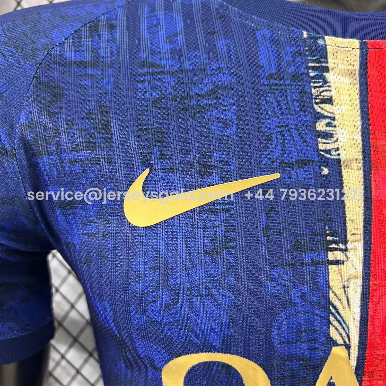 JerseysGala.com | Paris Saint-Germain PSG 25-26 Red Slash Blue Special Jersey - Player Version -Customize Name, Number and Patch | Worldwide Shipping