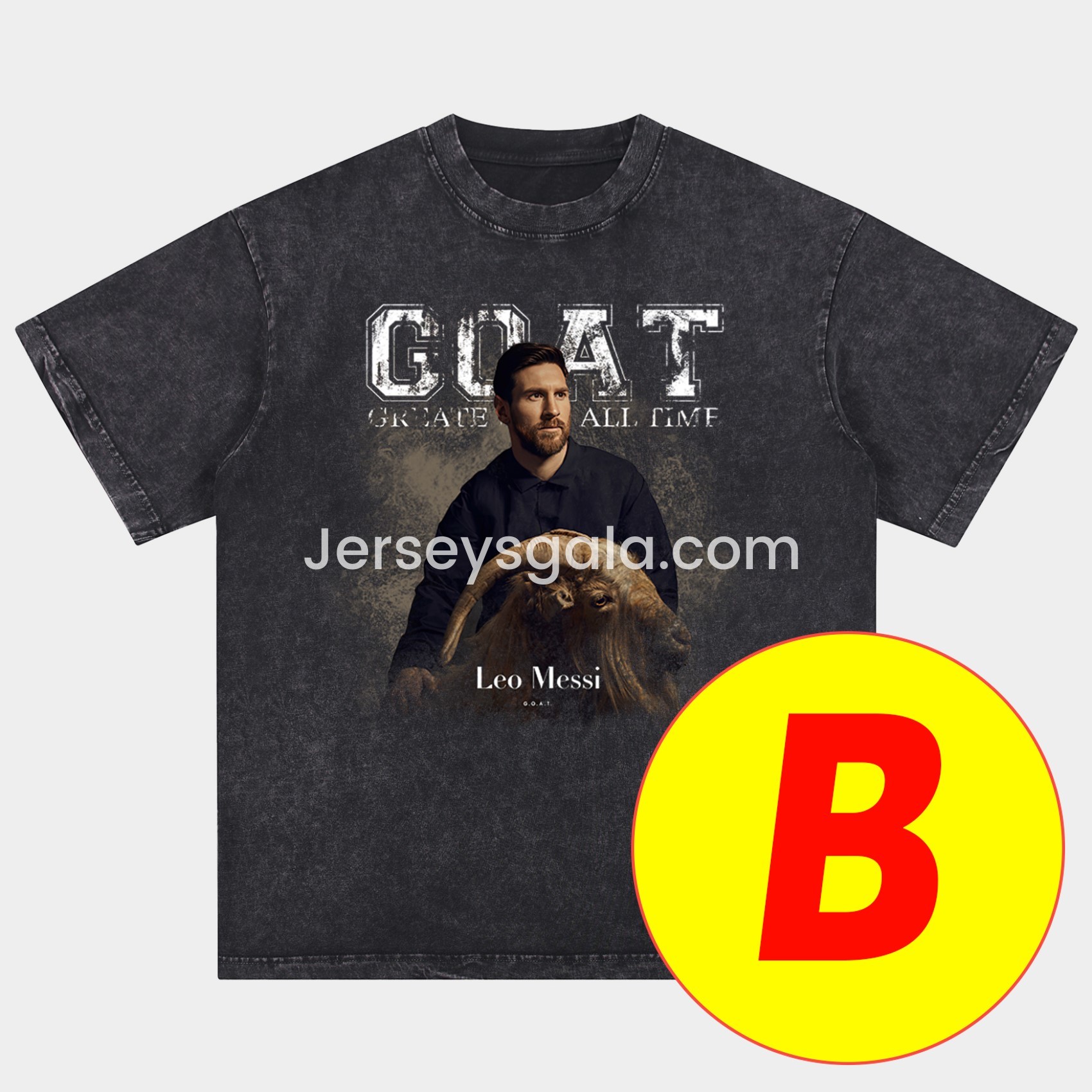 JerseysGala.com | Messi GOAT Argentina Barcelona INT M.A.M Oversized Washed T-Shirt -Customize Name, Number and Patch | Worldwide Shipping