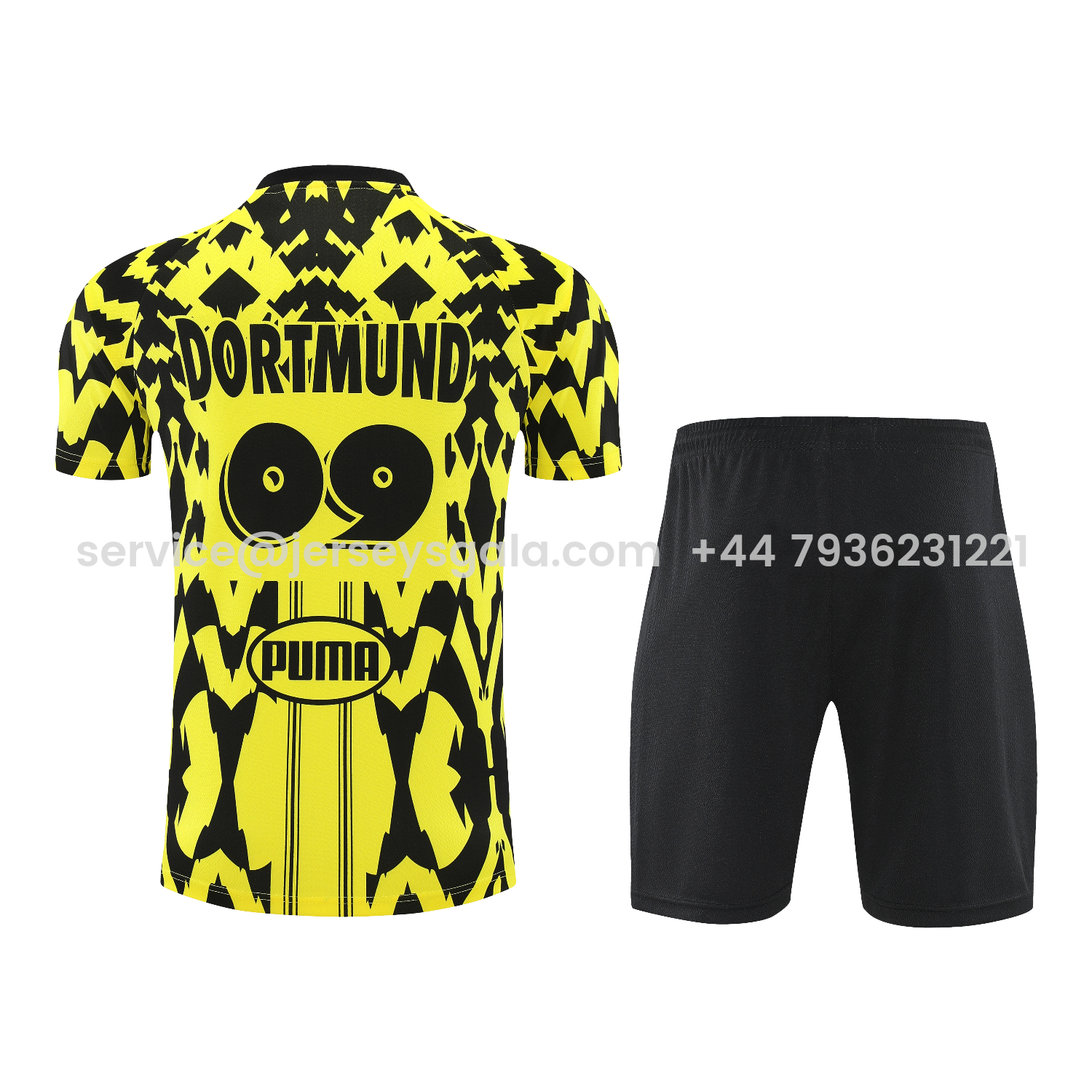 JerseysGala.com | Dortmund 25-26 Short-Sleeve Training Set - Yellow Top & Black Shorts -Customize Name, Number and Patch | Worldwide Shipping