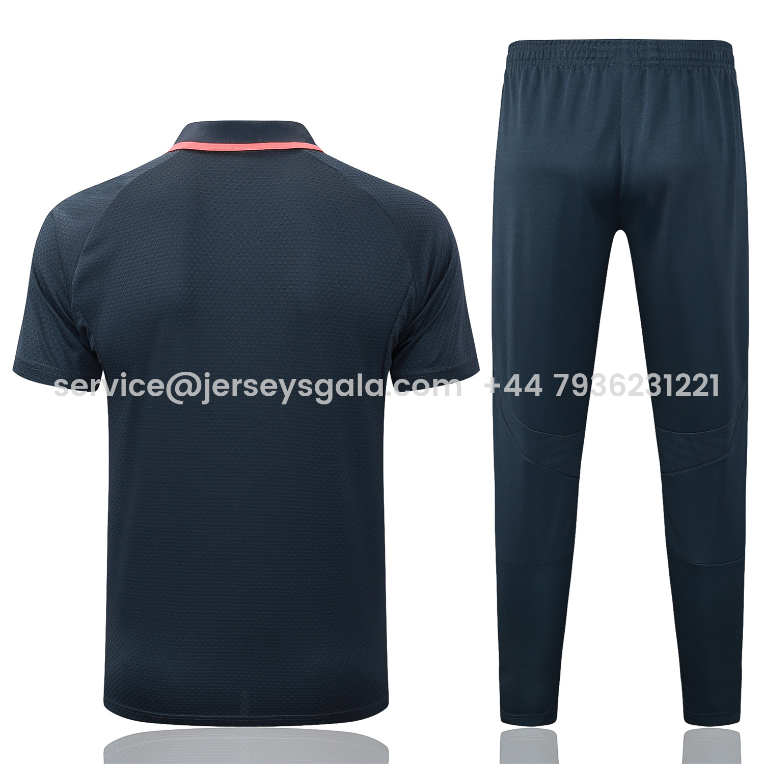 JerseysGala.com | Bayern Munich 25-26 POLO Short-Sleeve Training Set - Deep Grey Top and Pants with Orange Badge -Customize Name, Number and Patch | Worldwide Shipping