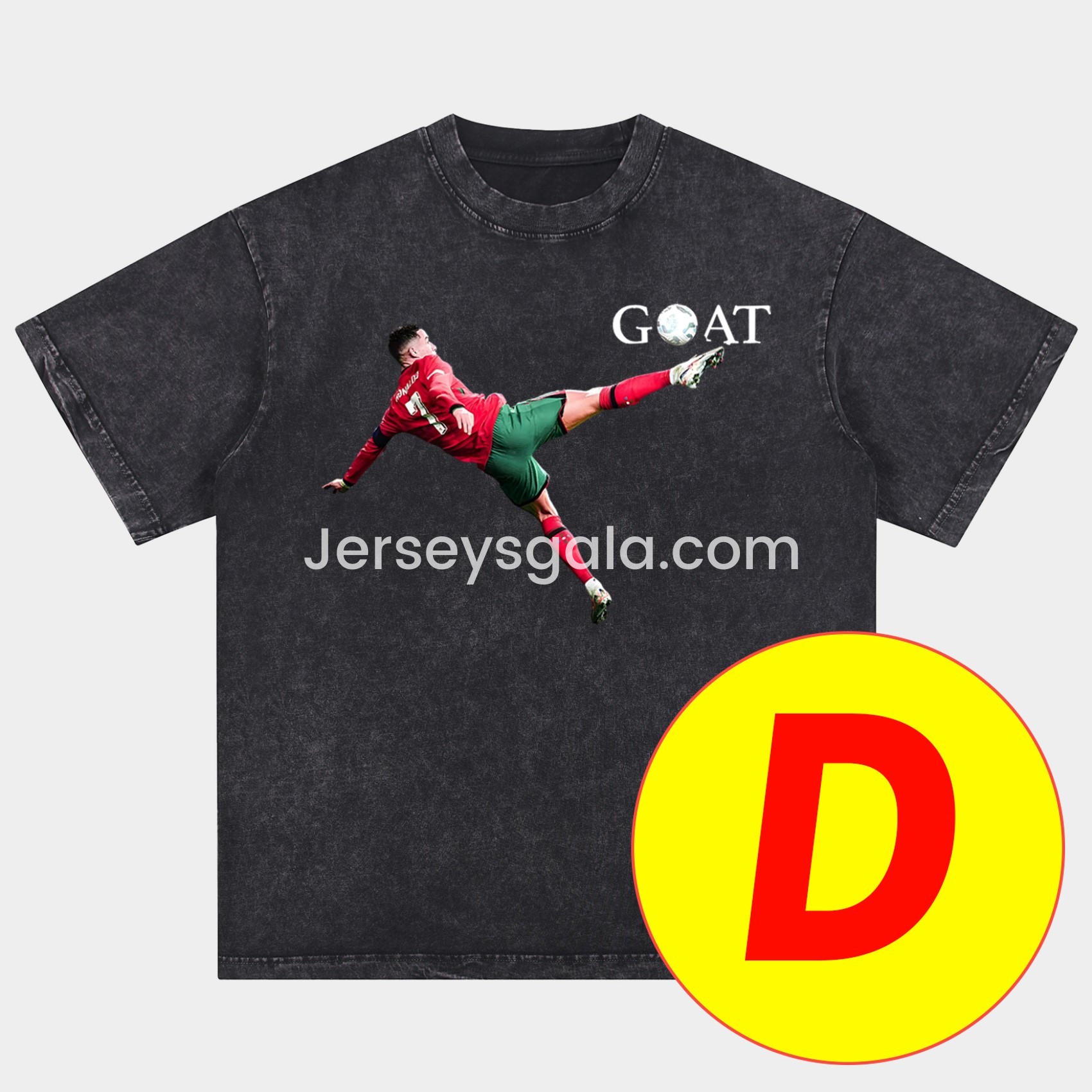 JerseysGala.com | Cristiano Ronaldo Portugal Real Madrid Manchester United Oversized Washed T-Shirt -Customize Name, Number and Patch | Worldwide Shipping