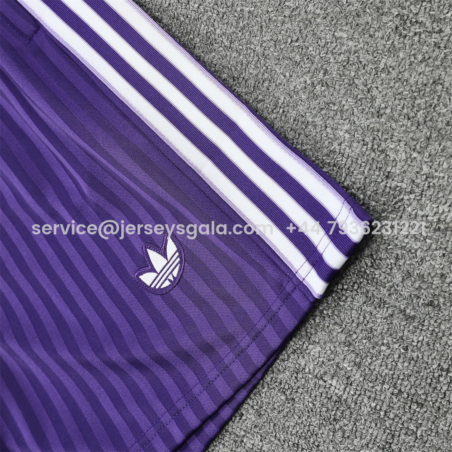 JerseysGala.com | Real Madrid 25-26 Short-Sleeve Training Set - Purple And White Top & Purple Shorts -Customize Name, Number and Patch | Worldwide Shipping