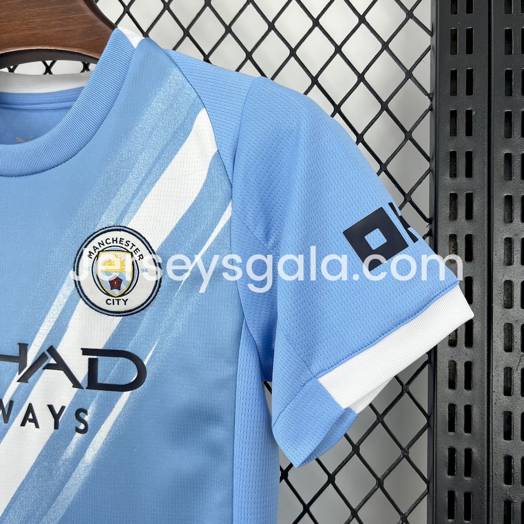 JerseysGala.com | Manchester City 25-26 Home Kids Kit -Customize Name, Number and Patch | Worldwide Shipping