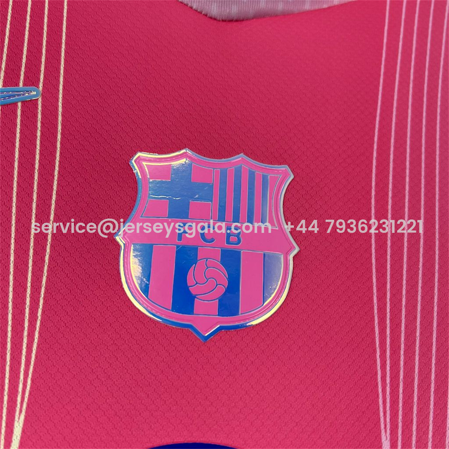 JerseysGala.com | Barcelona 25-26 T90 White Lines Pink Gradient Special Jersey - Fans Version -Customize Name, Number and Patch | Worldwide Shipping