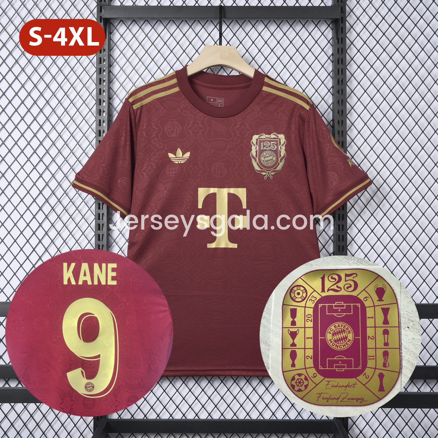 JerseysGala.com | Bayern Munich 2025 Red 125th Anniversary Jersey - Fans Version -Customize Name, Number and Patch | Worldwide Shipping