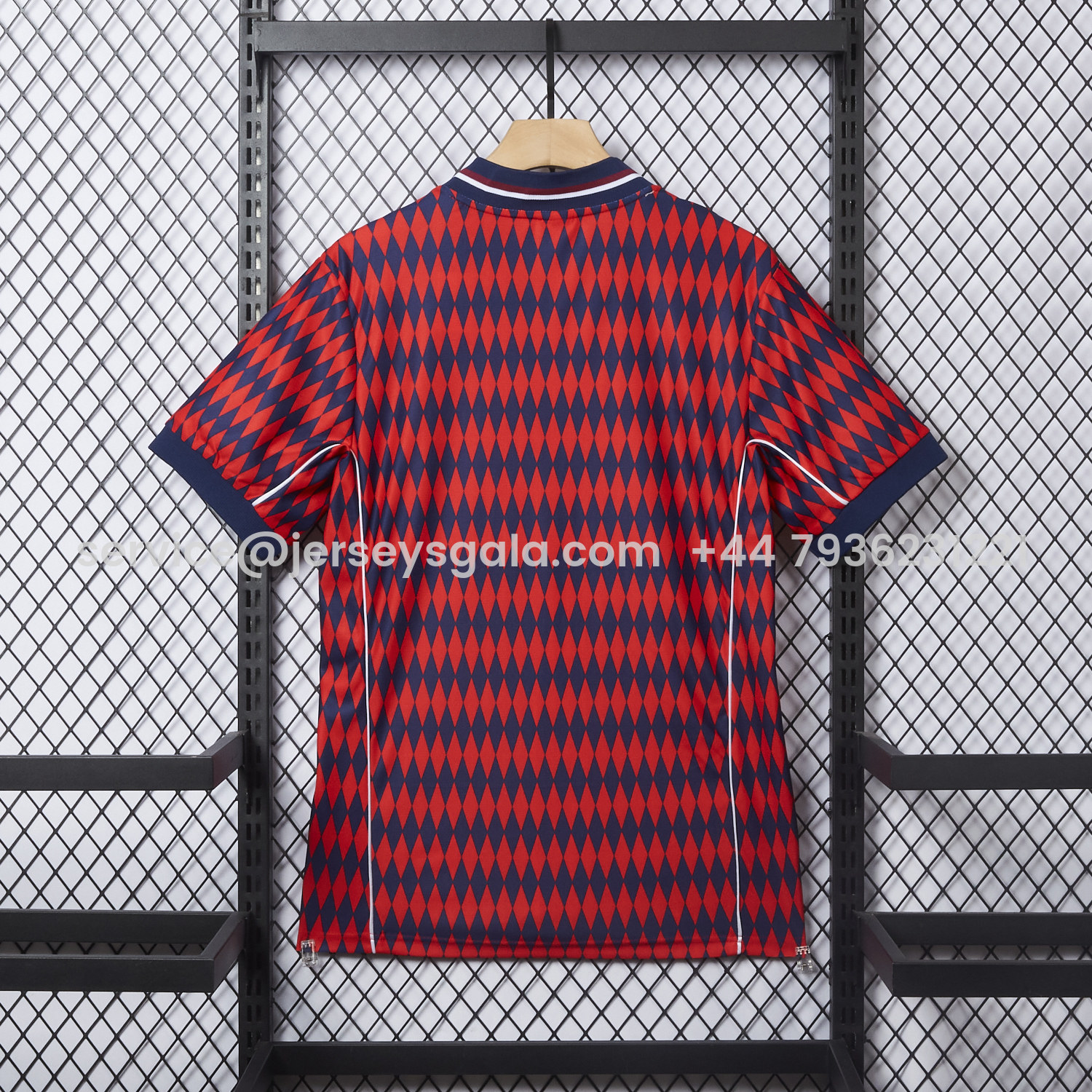 JerseysGala.com | Bayern Munich 25-26 Trefoil Retro Style Red And Deep Blue Jersey - Fans Version -Customize Name, Number and Patch | Worldwide Shipping