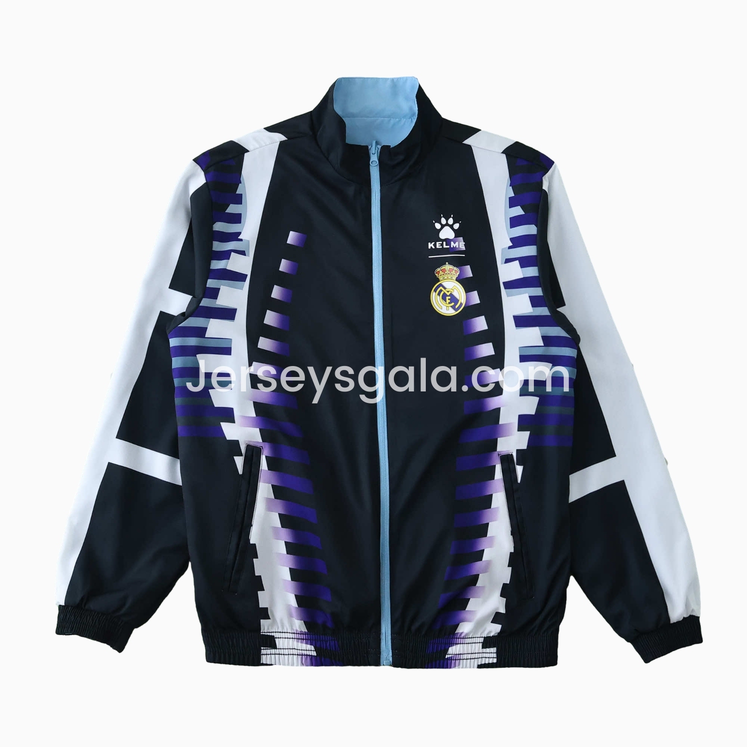 JerseysGala.com | Retro Real Madrid 1997-98 Third Double Sided Reversible Windbreaker - Black & Blue -Customize Name, Number and Patch | Worldwide Shipping