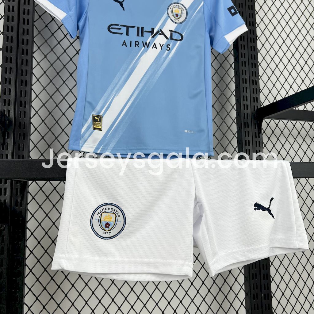 JerseysGala.com | Manchester City 25-26 Home Kids Kit -Customize Name, Number and Patch | Worldwide Shipping