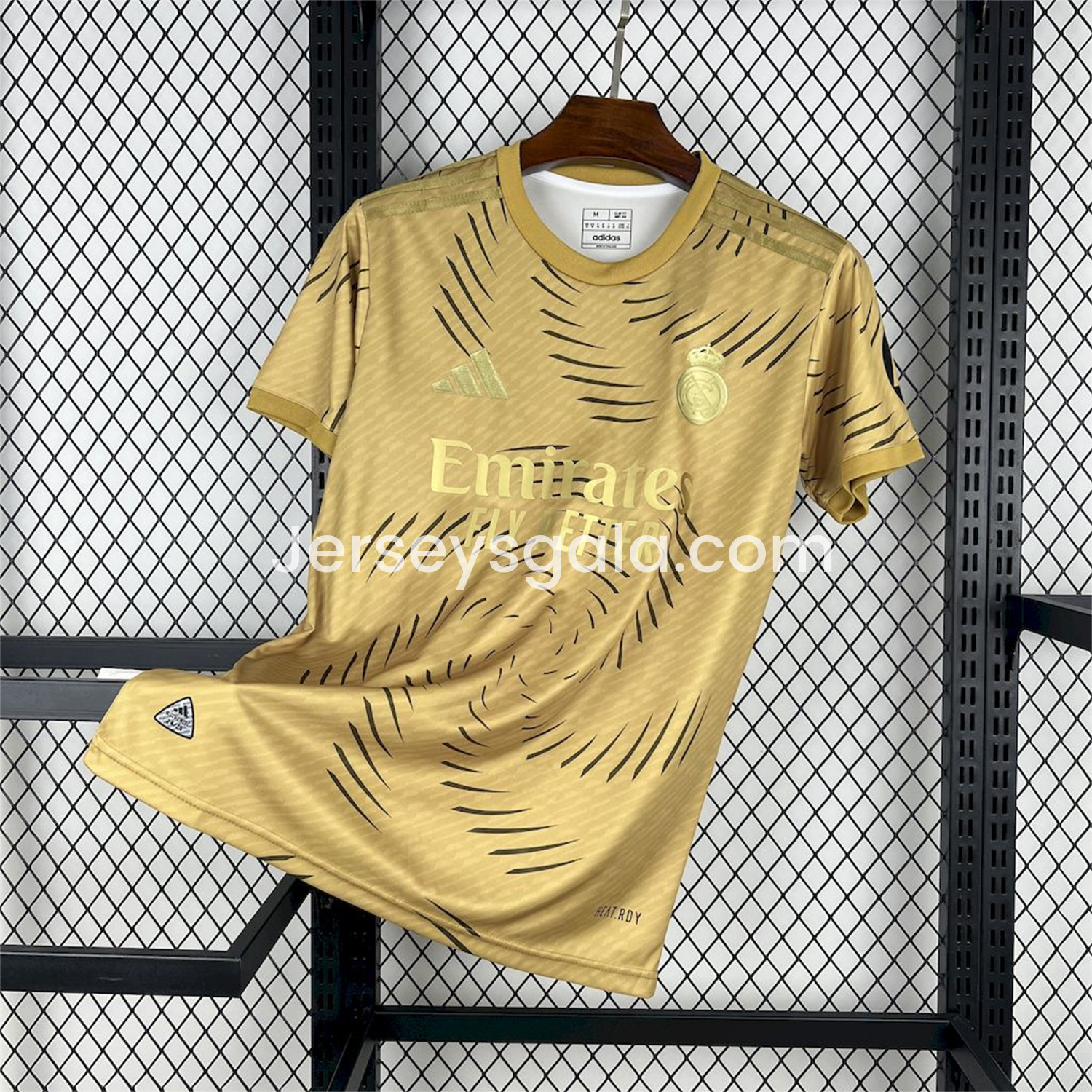 JerseysGala.com | Real Madrid 25-26 Gold Swirl Training Jersey - Fans Version -Customize Name, Number and Patch | Worldwide Shipping