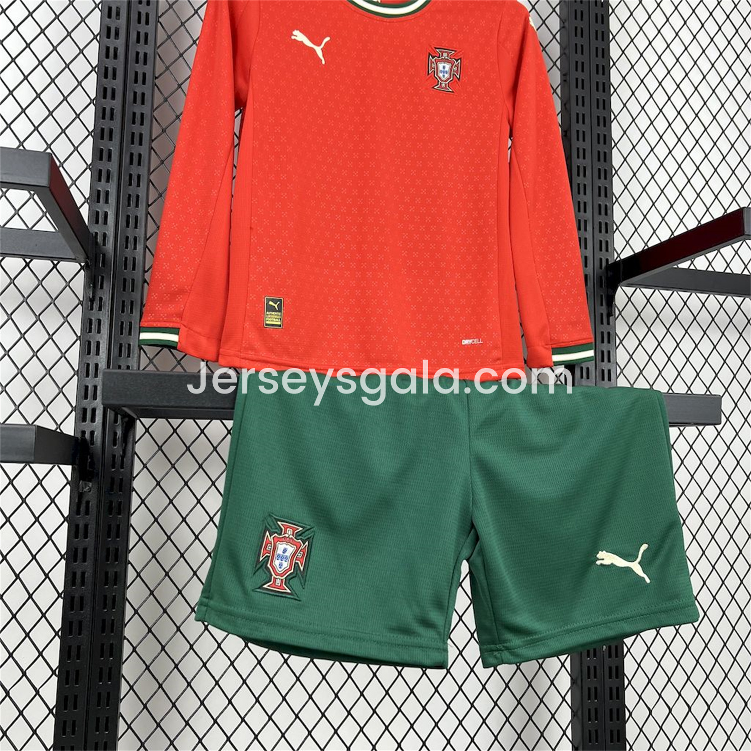 JerseysGala.com | Portugal 2025-26 Home Long Sleeves Kids Kit -Customize Name, Number and Patch | Worldwide Shipping