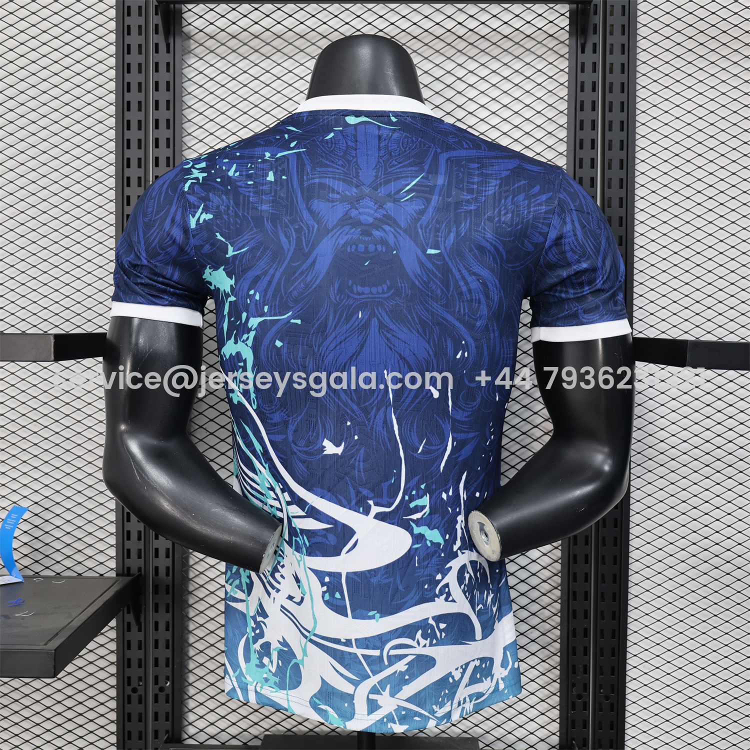 JerseysGala.com | Real Madrid 25-26 Blue Jersey with White Viking Roar Comics - Player Version -Customize Name, Number and Patch | Worldwide Shipping