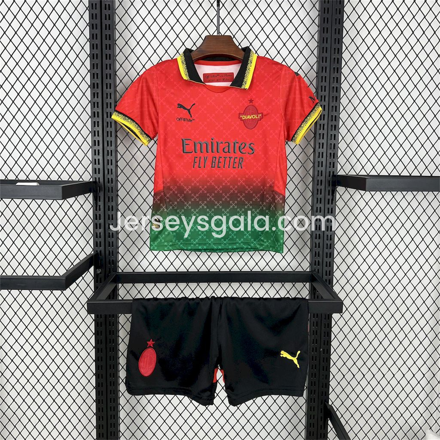 JerseysGala.com | AC Milan 24-25 Fourth Red “Diavoli” Special Edition Kids Kit -Customize Name, Number and Patch | Worldwide Shipping