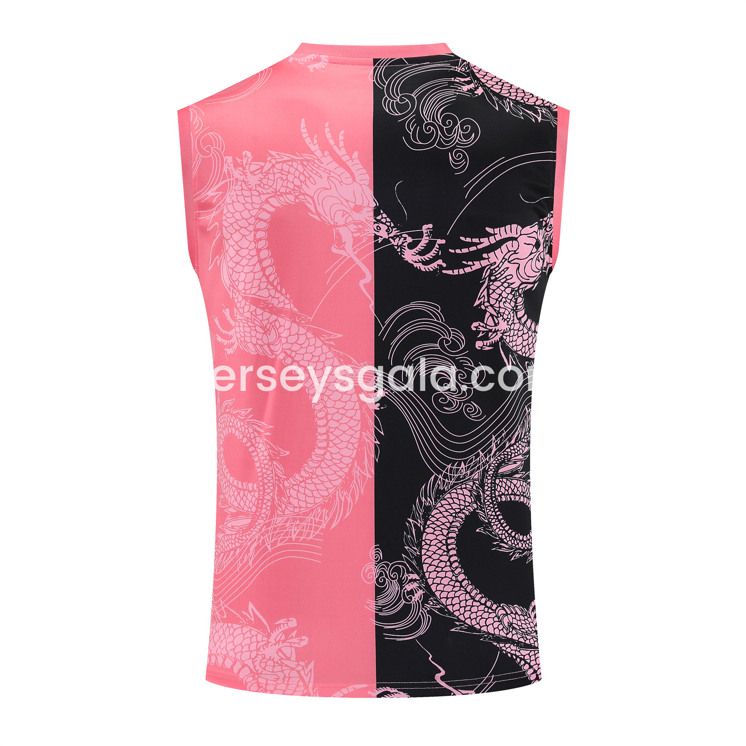 JerseysGala.com | Real Madrid 25-26 Vest Training Set - Pink-Black Dragon Vest & Black-White Shorts -Customize Name, Number and Patch | Worldwide Shipping