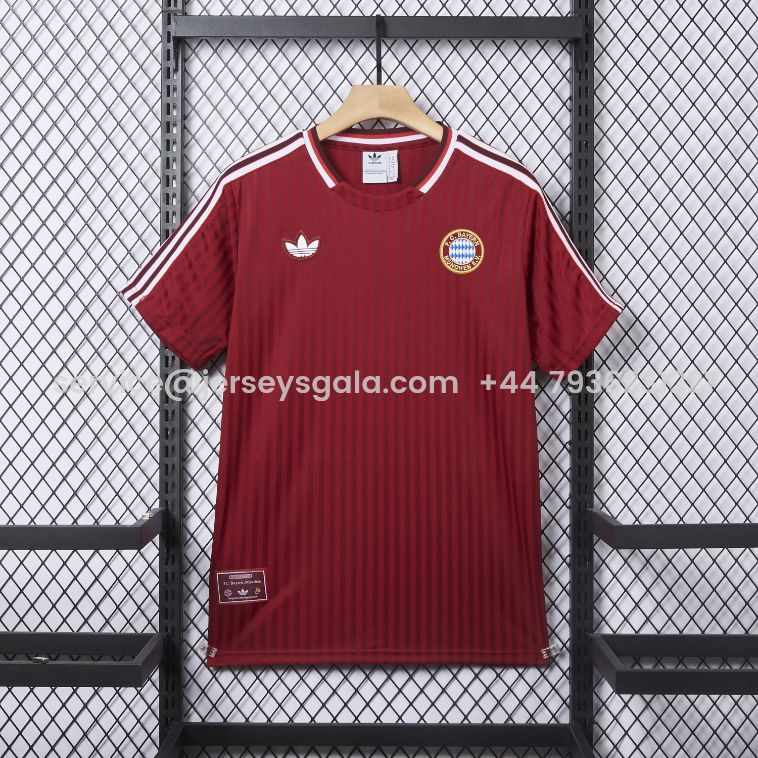 JerseysGala.com | Bayern Munich 25-26 Trefoil Wine Red Travel Jersey - Fans Version -Customize Name, Number and Patch | Worldwide Shipping