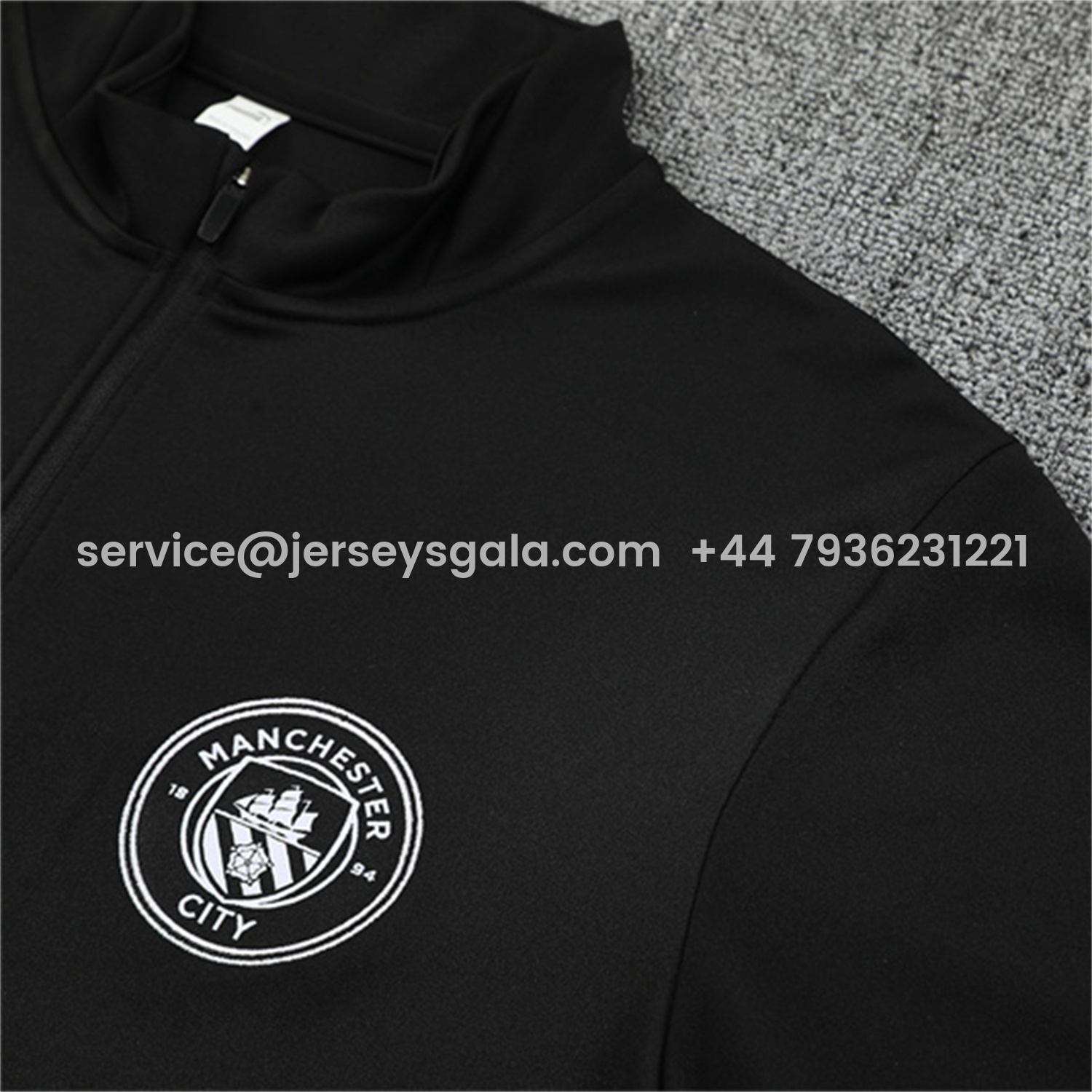 JerseysGala.com | Manchester City 25-26 Kids Long Sleeve Training Set - Black Top & Black Pants -Customize Name, Number and Patch | Worldwide Shipping