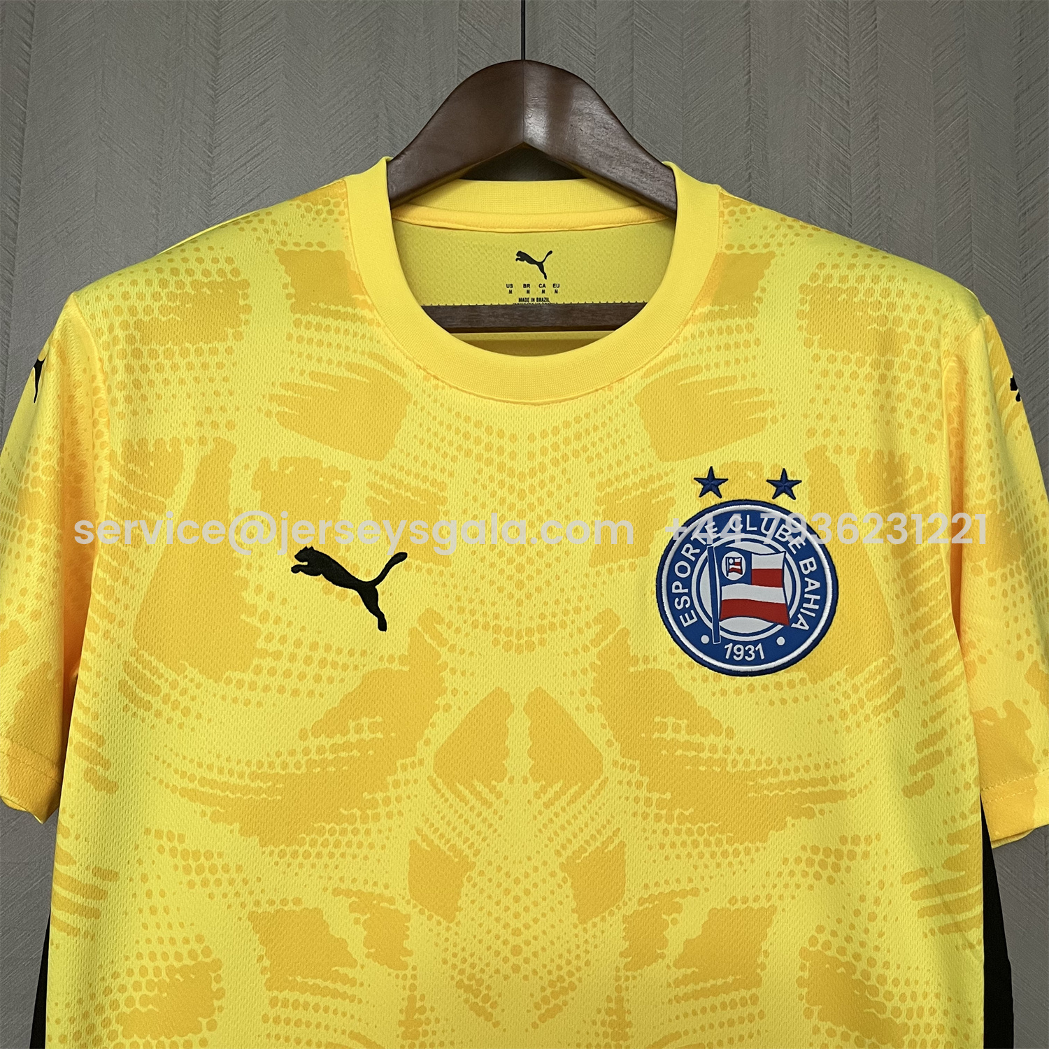 JerseysGala.com | Bahia 25-26 Goalkeeper Yellow Jersey - Fans Version -Customize Name, Number and Patch | Worldwide Shipping