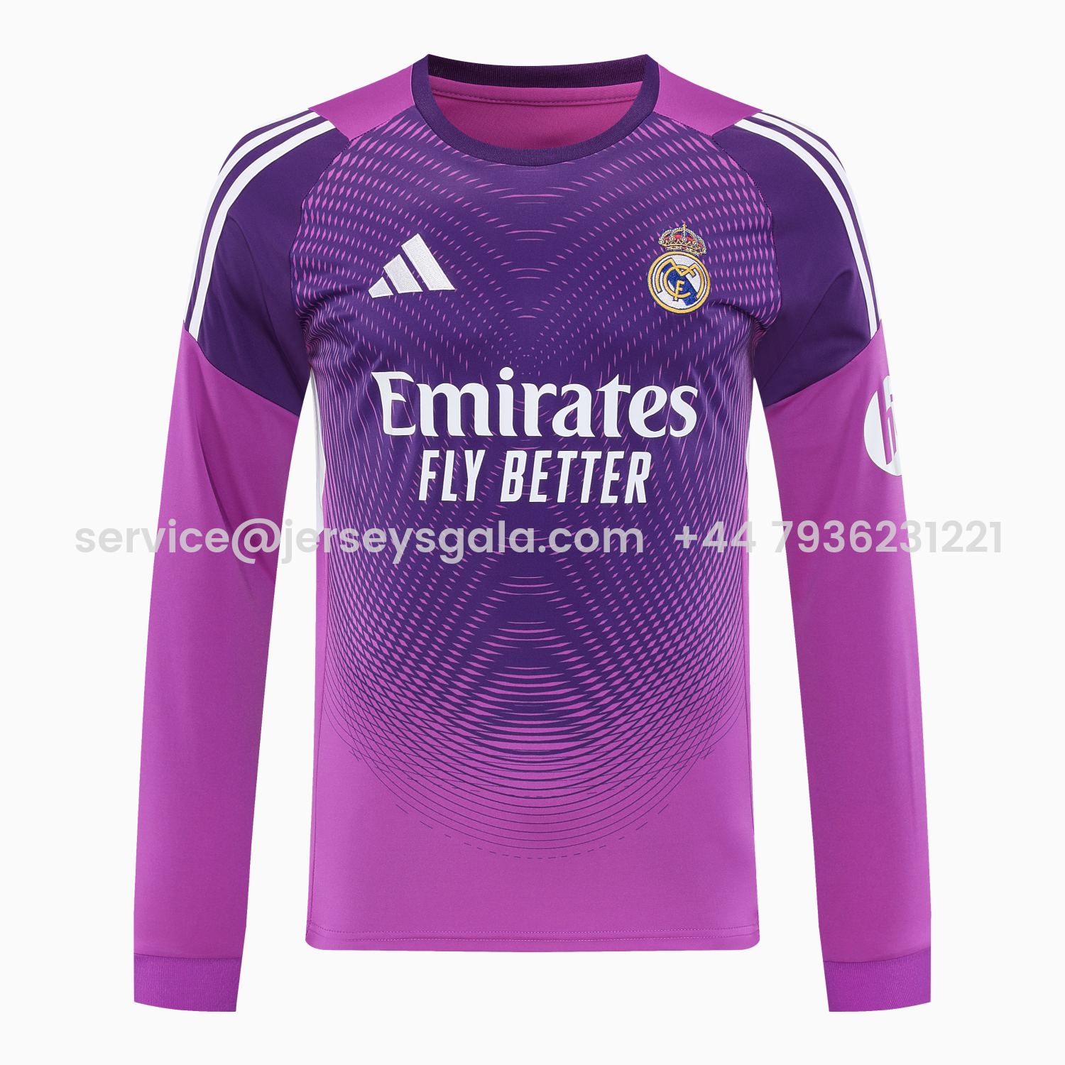 JerseysGala.com | Real Madrid 25-26 Longt-Sleeve Training Set - Purple Top & Purple Shorts -Customize Name, Number and Patch | Worldwide Shipping