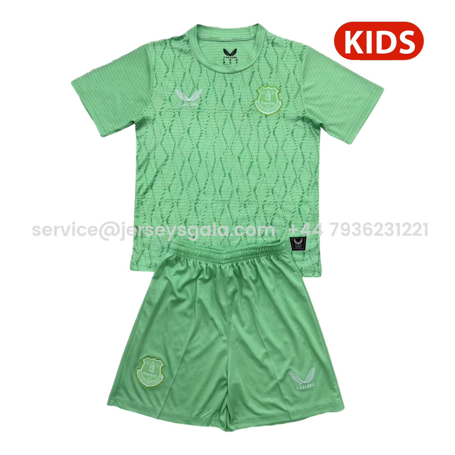 JerseysGala.com | Everton 25-26 Green Goalkeeper Kids Kit -Customize Name, Number and Patch | Worldwide Shipping