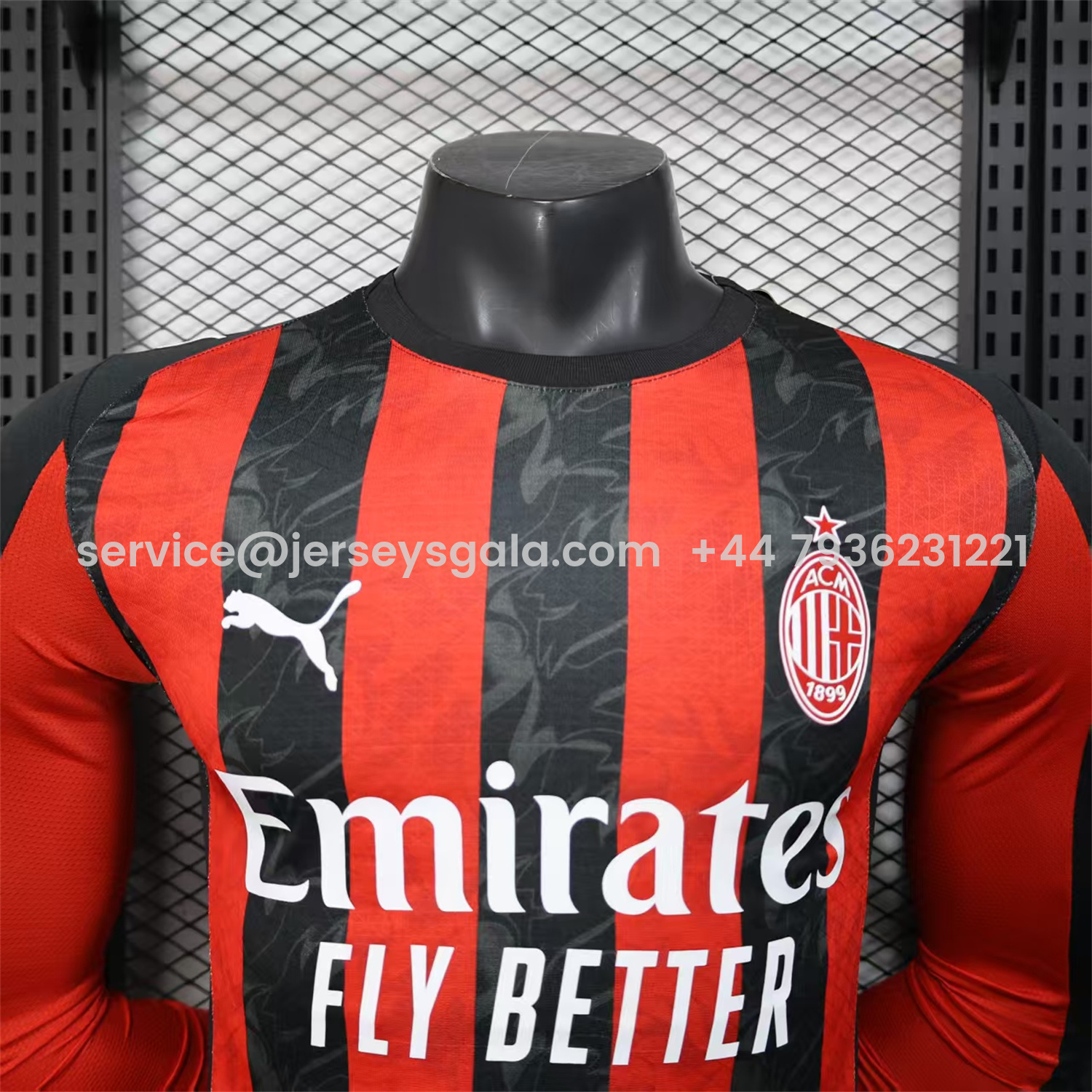 JerseysGala.com | AC Milan 25-26 Home Long Sleeves Jersey - Player Version -Customize Name, Number and Patch | Worldwide Shipping