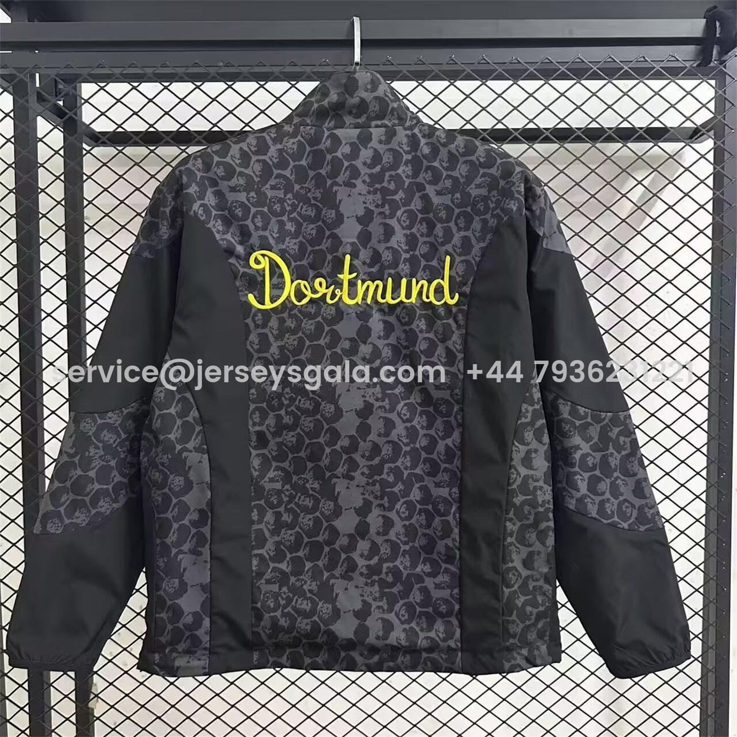 JerseysGala.com | Dortmund 25-26 Black and Gray Double-Sided Training Windbreaker Jacket -Customize Name, Number and Patch | Worldwide Shipping