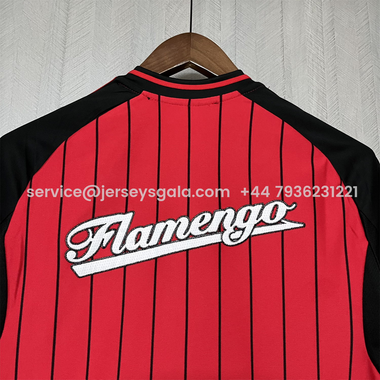 JerseysGala.com | Flamengo 25-26 Red Baseball Jersey with Black Stripes -Customize Name, Number and Patch | Worldwide Shipping