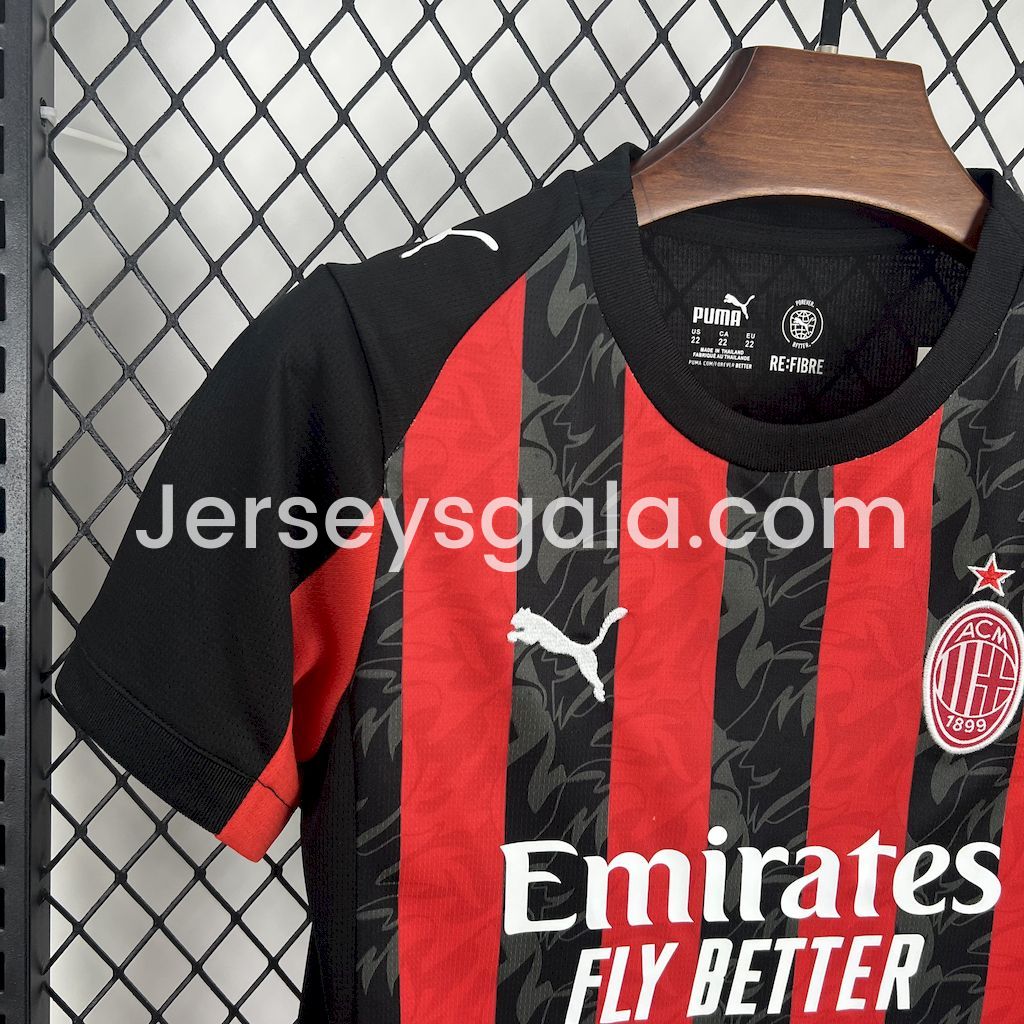 JerseysGala.com | AC Milan 25-26 Home Kids Kit -Customize Name, Number and Patch | Worldwide Shipping
