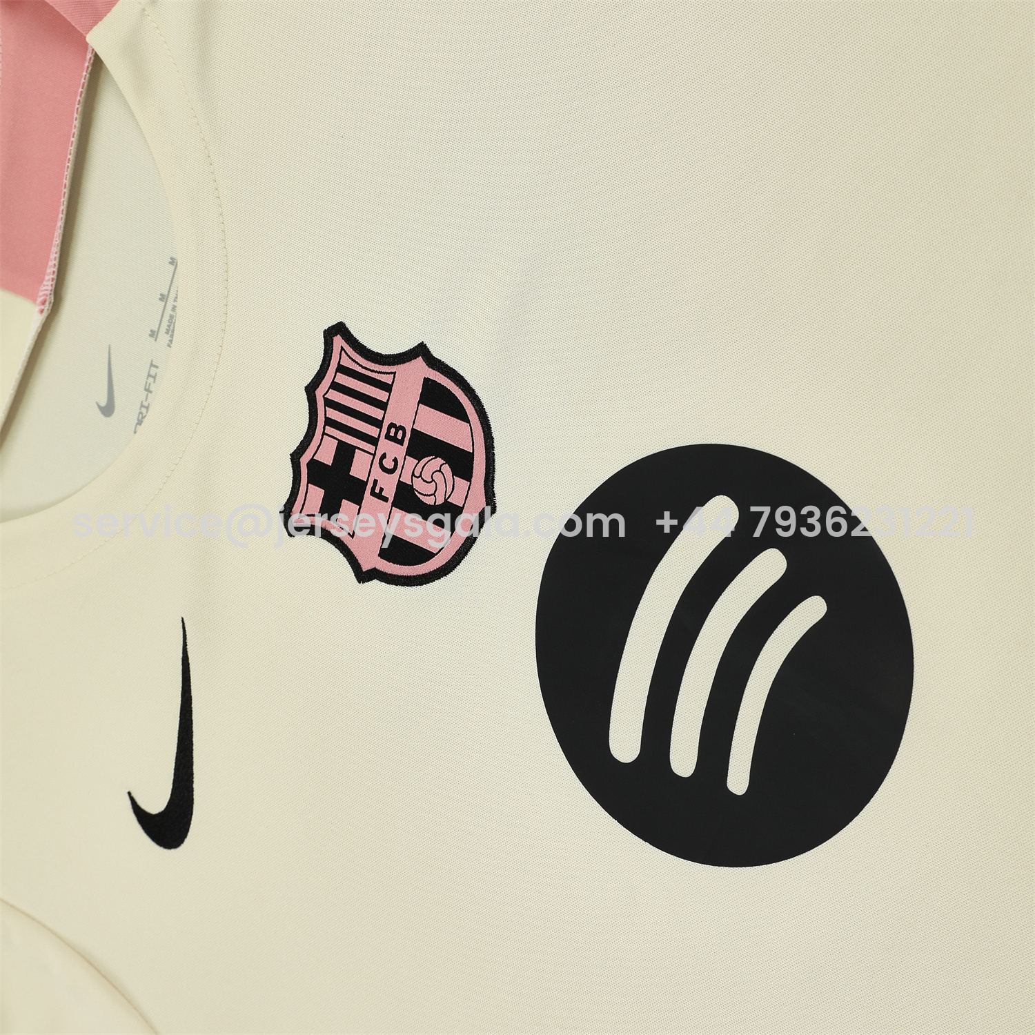 JerseysGala.com | Barcelona 25-26 Short-Sleeve Training Set - Cream Top & Deep Blue Shorts -Customize Name, Number and Patch | Worldwide Shipping