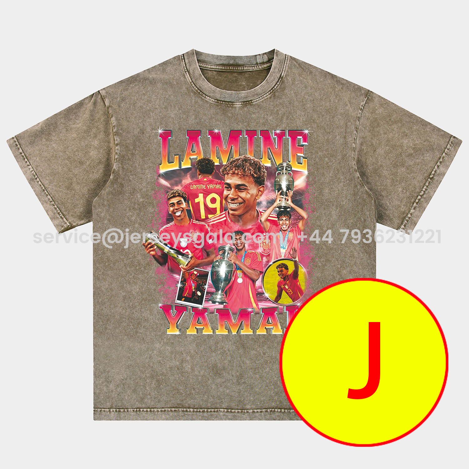 JerseysGala.com | LAMINE YAMAL - Barcelona No. 10 Legend Continues 2025 Oversized Washed T-Shirt -Customize Name, Number and Patch | Worldwide Shipping