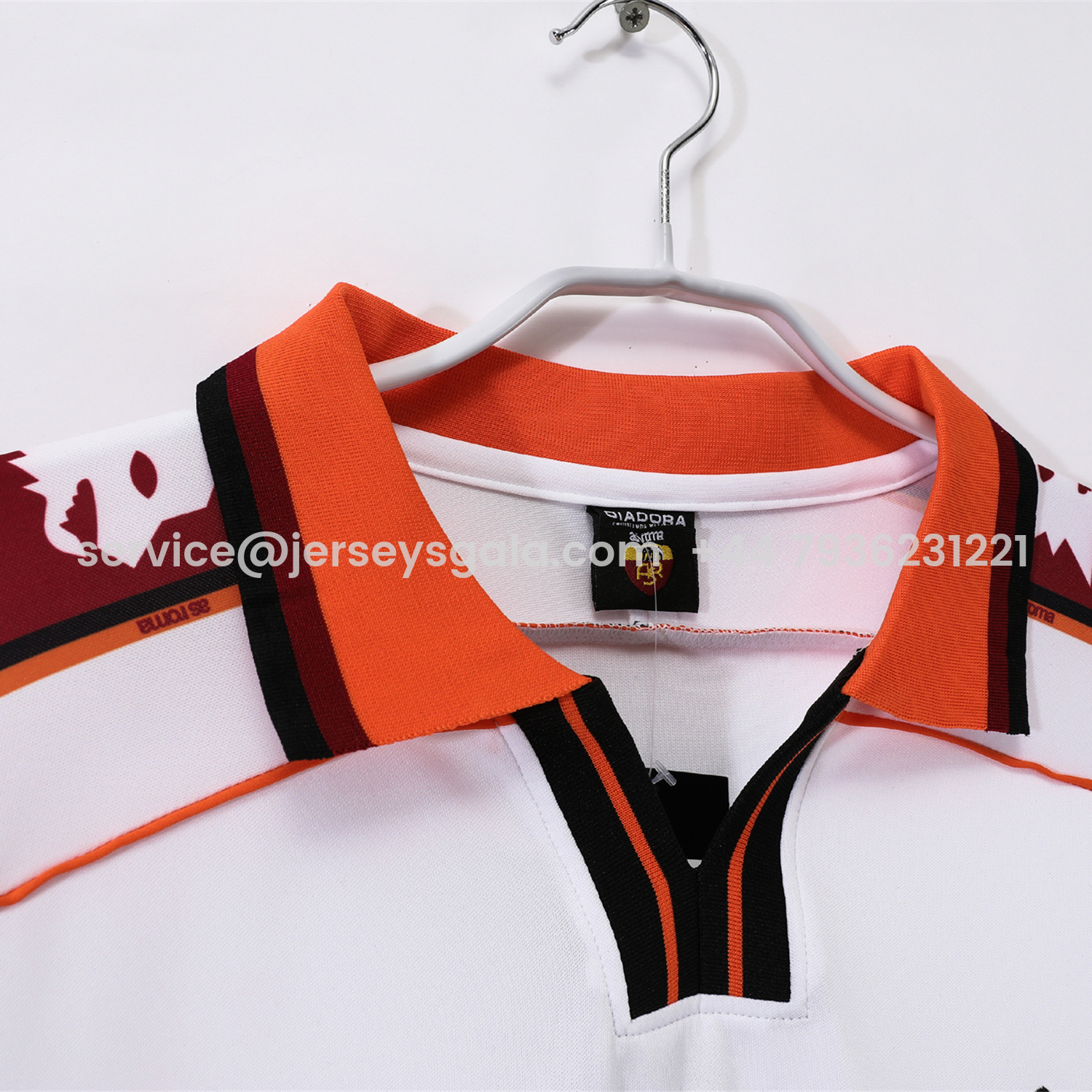JerseysGala.com | Retro Roma 1998-99 Away Long Sleeves Jersey -Customize Name, Number and Patch | Worldwide Shipping