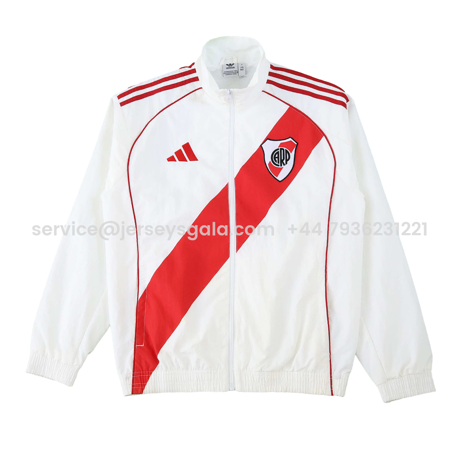 JerseysGala.com | River Plate 25-26 Throwback Windbreaker Jacket - White -Customize Name, Number and Patch | Worldwide Shipping