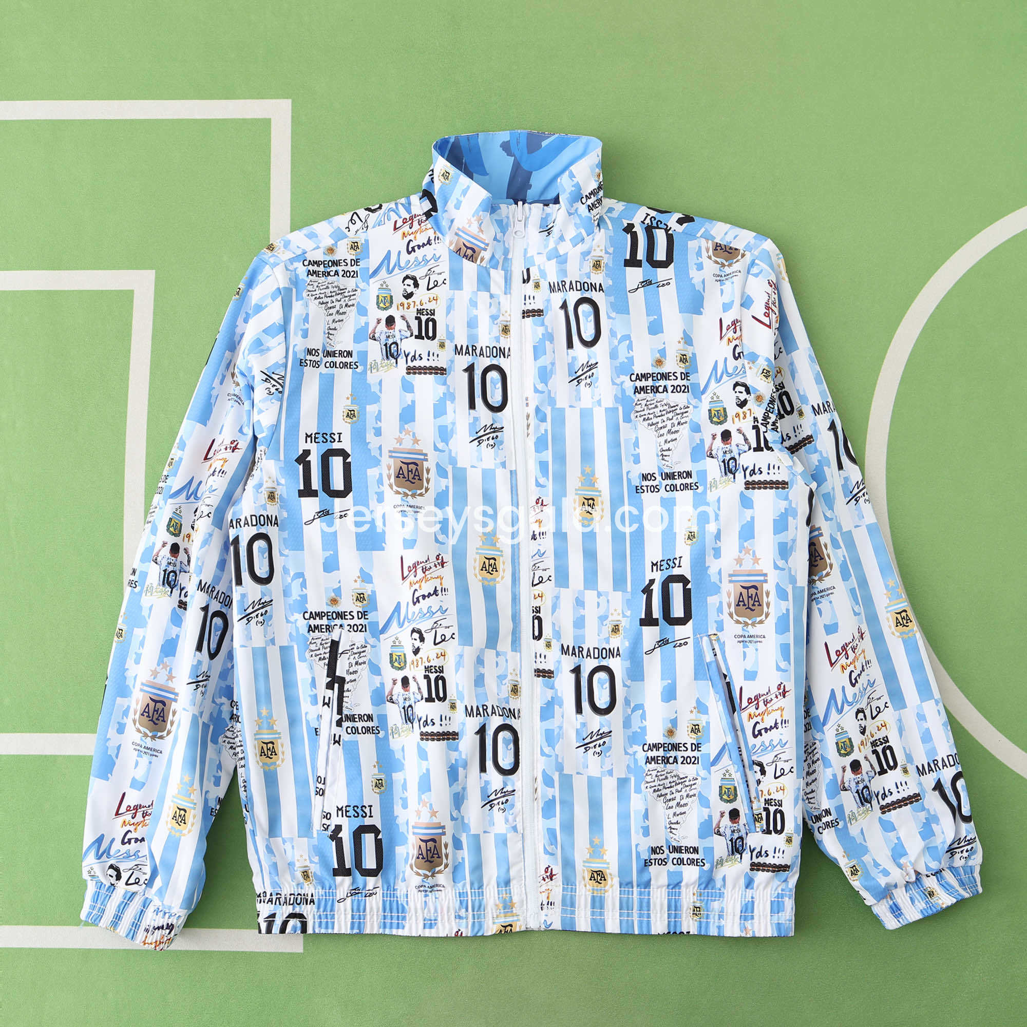 JerseysGala.com | Argentina 24-25 Blue Double Sided Reversible Windbreaker - 2024 Copa America Championship -Customize Name, Number and Patch | Worldwide Shipping