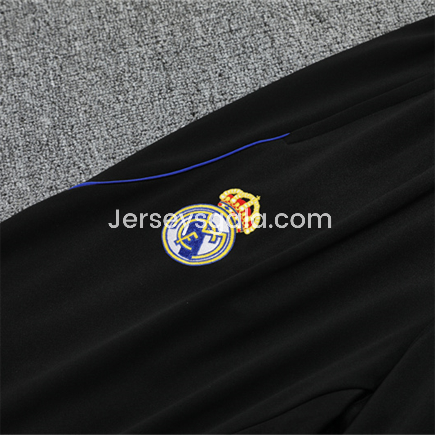 JerseysGala.com | Real Madrid 25-26 Long Sleeve Training Set - Yellow, White and Blue Camouflage Top and Black Pants -Customize Name, Number and Patch | Worldwide Shipping
