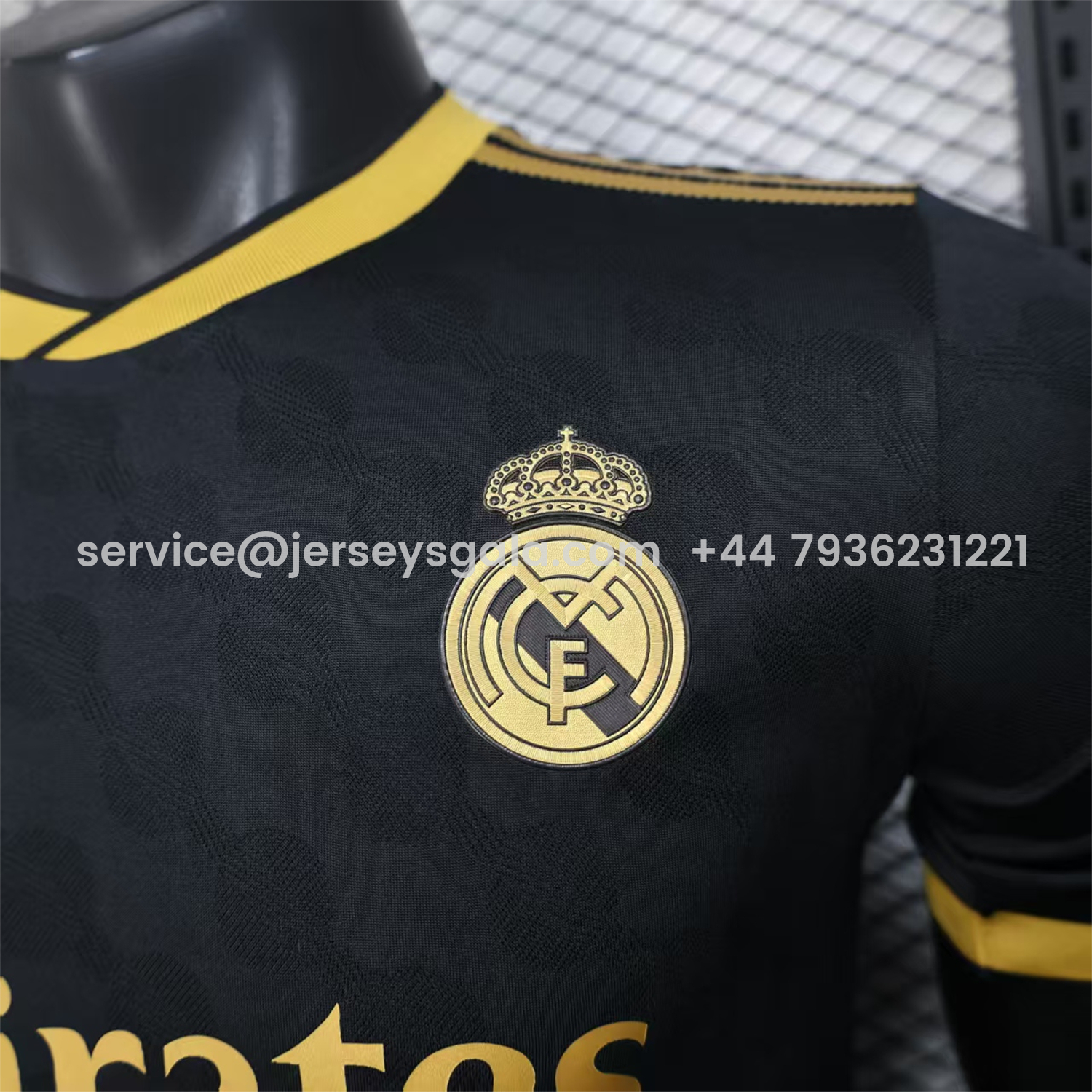 JerseysGala.com | Real Madrid 25-26 Polka Dots Black And Gold Jersey - Player Version -Customize Name, Number and Patch | Worldwide Shipping