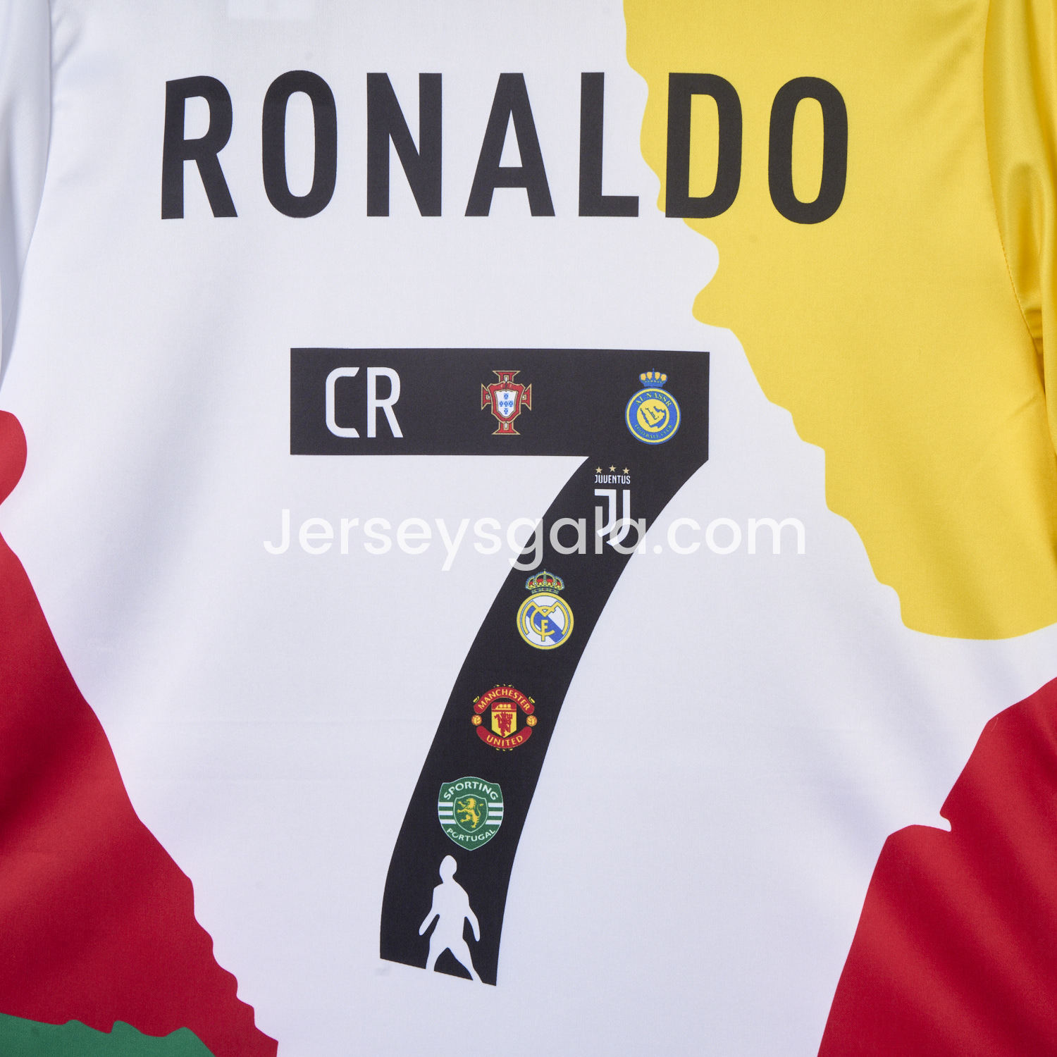 JerseysGala.com | Cristiano Ronaldo Career Commemorative Jersey Real Madrid Manchester United Juventus Portugal Al Nassr Sporting CP - Fans Version -Customize Name, Number and Patch | Worldwide Shipping