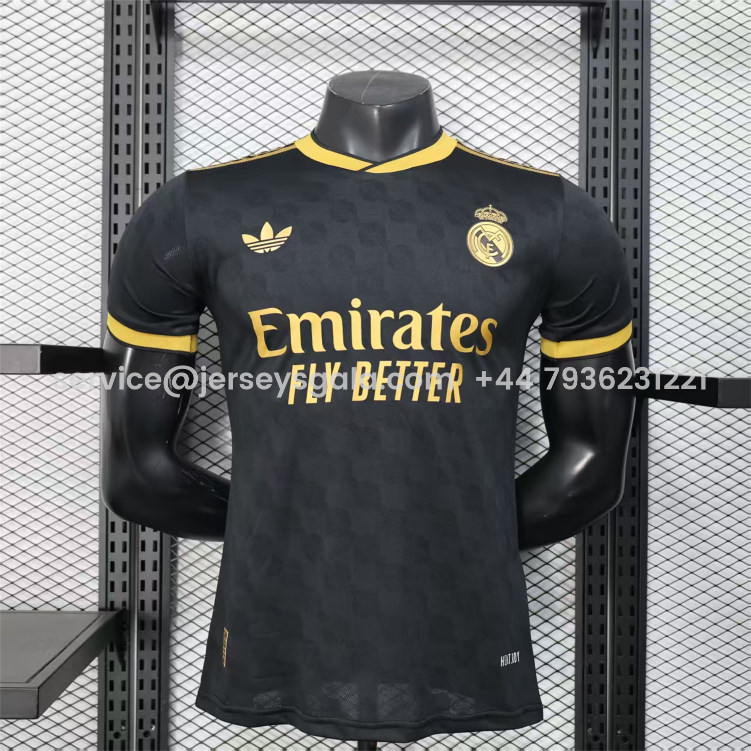 JerseysGala.com | Real Madrid 25-26 Polka Dots Black And Gold Jersey - Player Version -Customize Name, Number and Patch | Worldwide Shipping