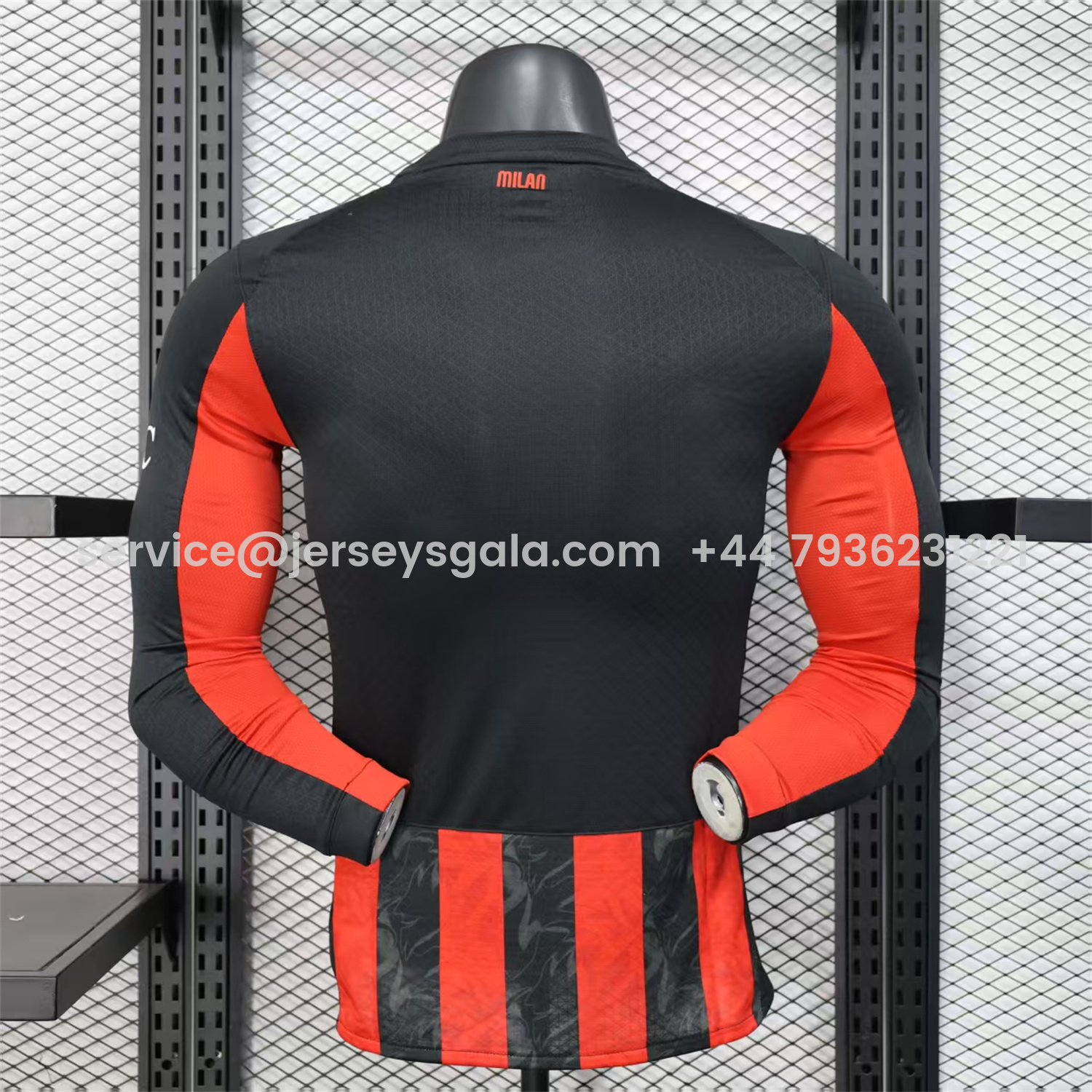 JerseysGala.com | AC Milan 25-26 Home Long Sleeves Jersey - Player Version -Customize Name, Number and Patch | Worldwide Shipping
