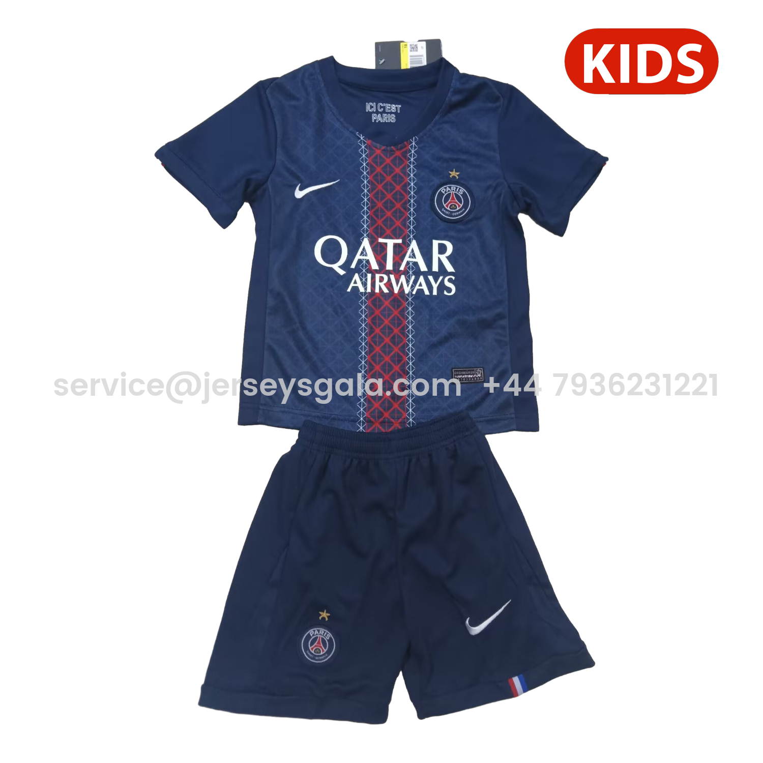 JerseysGala.com | Paris Saint-Germain PSG 25-26 Champions League Commemorative Edition Kids Kit -Customize Name, Number and Patch | Worldwide Shipping