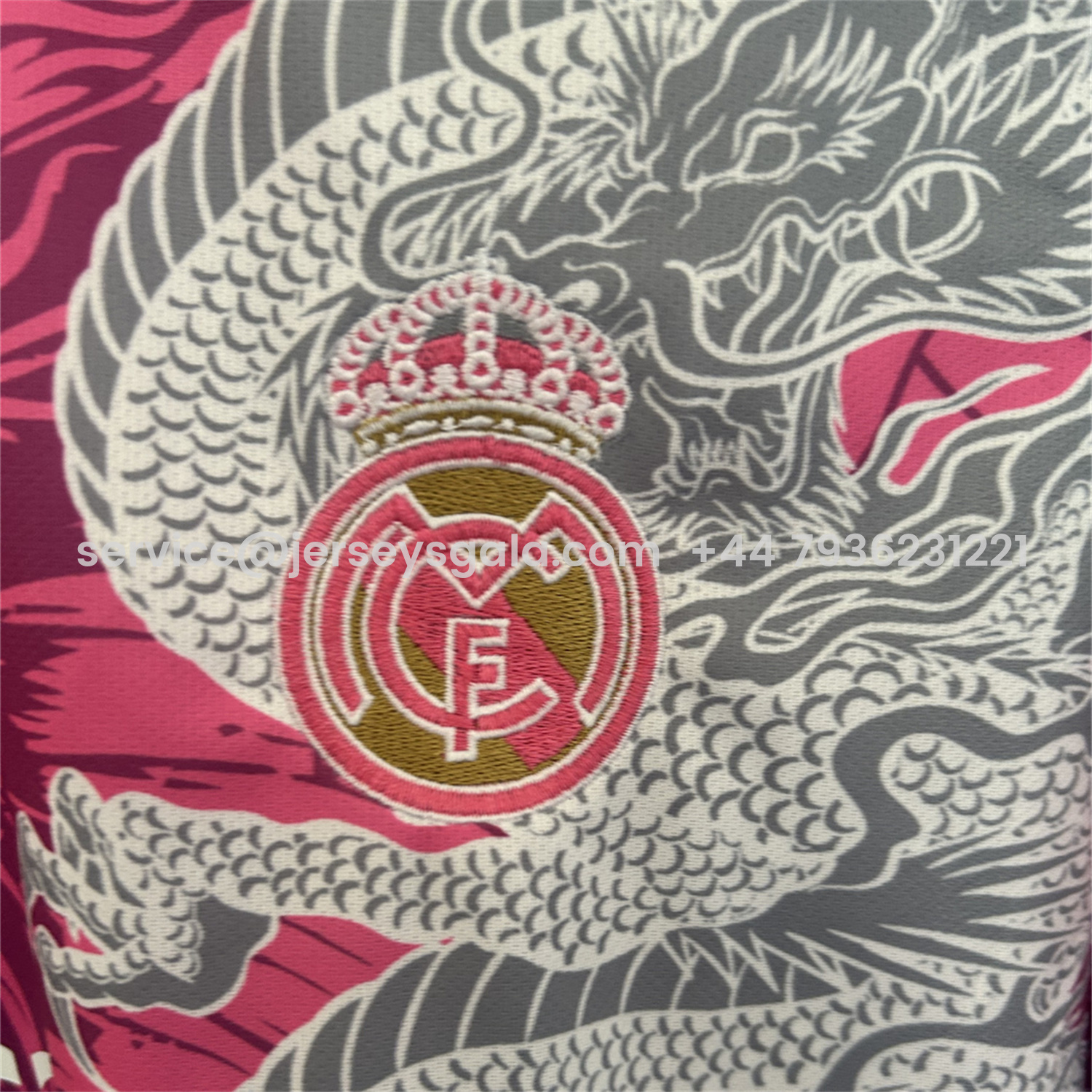 JerseysGala.com | Real Madrid 25-26 White Dragon Pink Special Jersey - Fans Version -Customize Name, Number and Patch | Worldwide Shipping