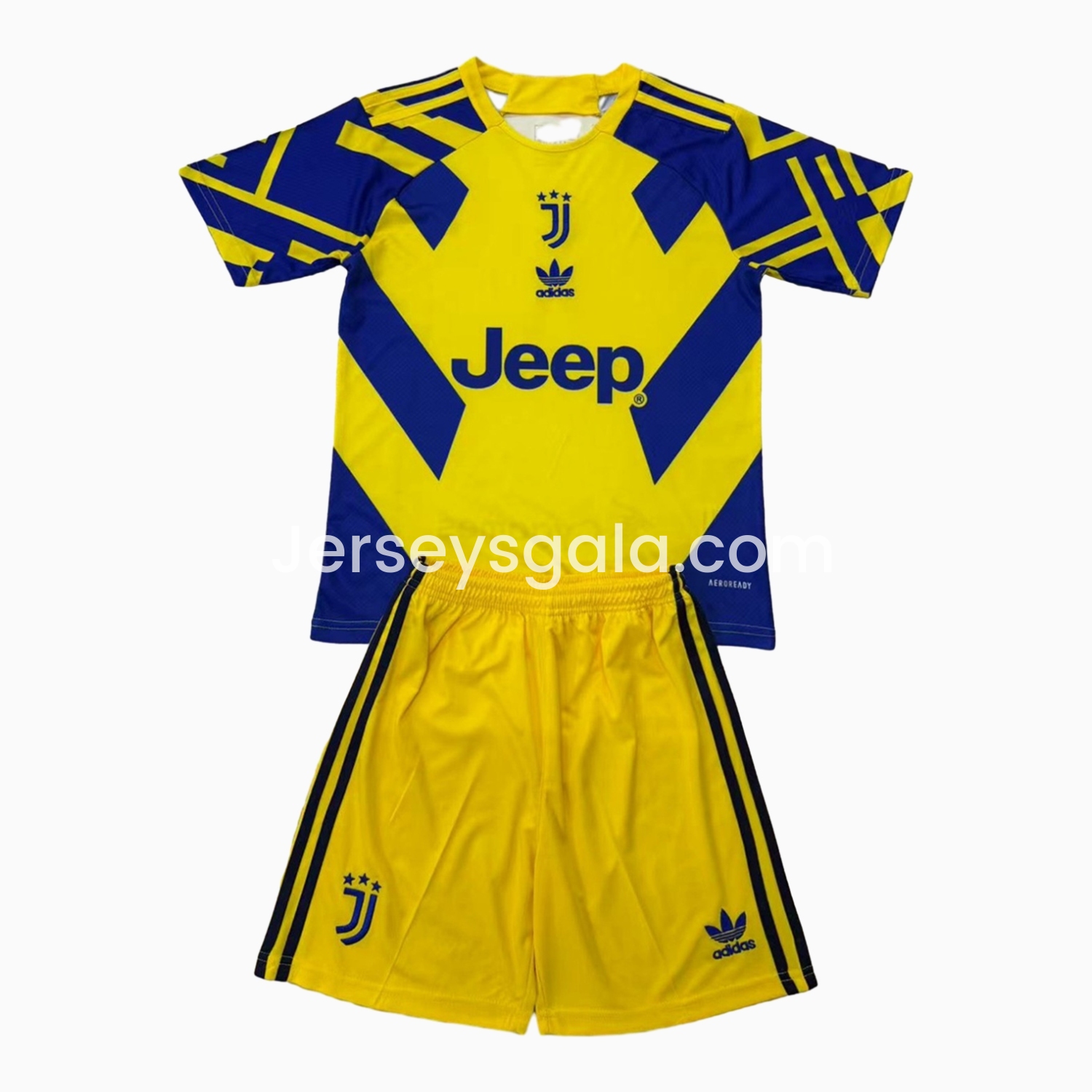 JerseysGala.com | Juventus 24-25 Yellow Retro Style Kids Kit -Customize Name, Number and Patch | Worldwide Shipping