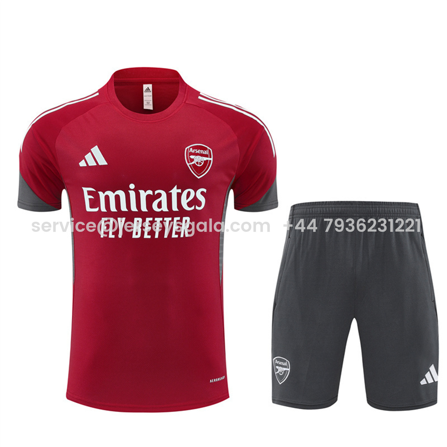 JerseysGala.com | Arsenal 25-26 Short-Sleeve Training Set- Red Top & Green Shorts -Customize Name, Number and Patch | Worldwide Shipping