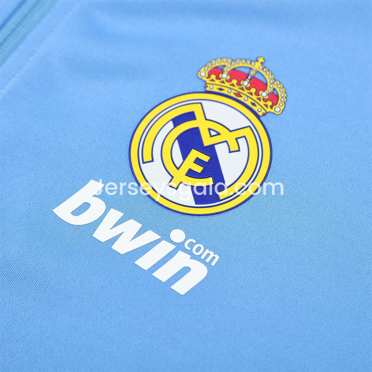 JerseysGala.com | Real Madrid 25-26 Throwback Jacket Training Tracksuit - Blue Jackets & Black Pants -Customize Name, Number and Patch | Worldwide Shipping